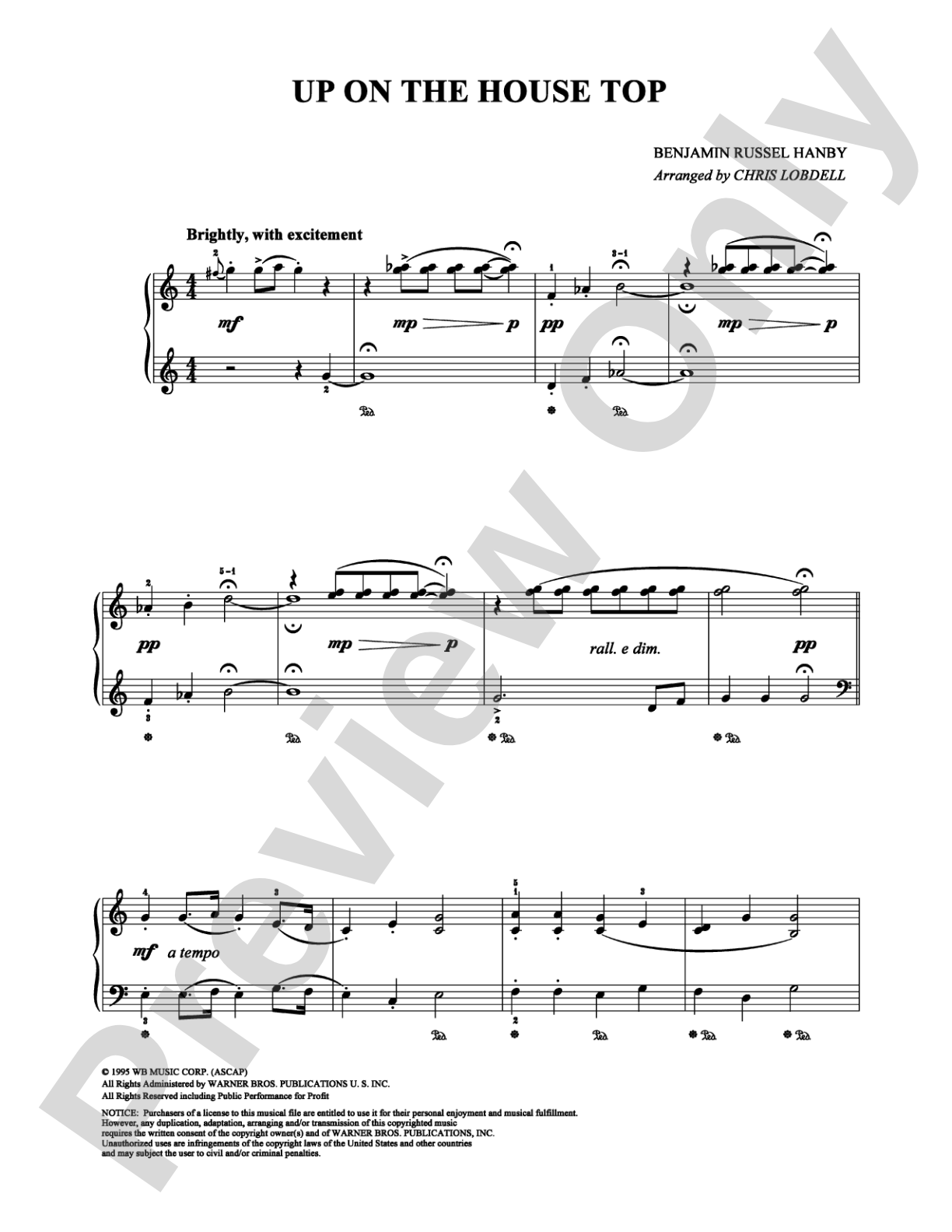 Up On The House Top: Piano Digital Sheet Music