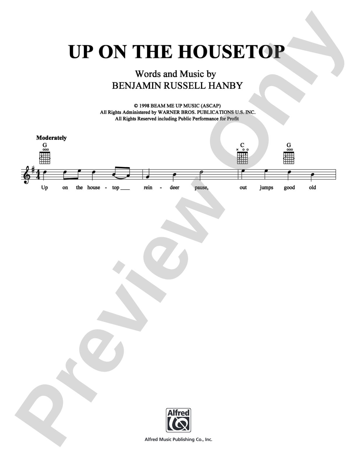 Up on the Housetop: Lead Sheet Digital Sheet Music