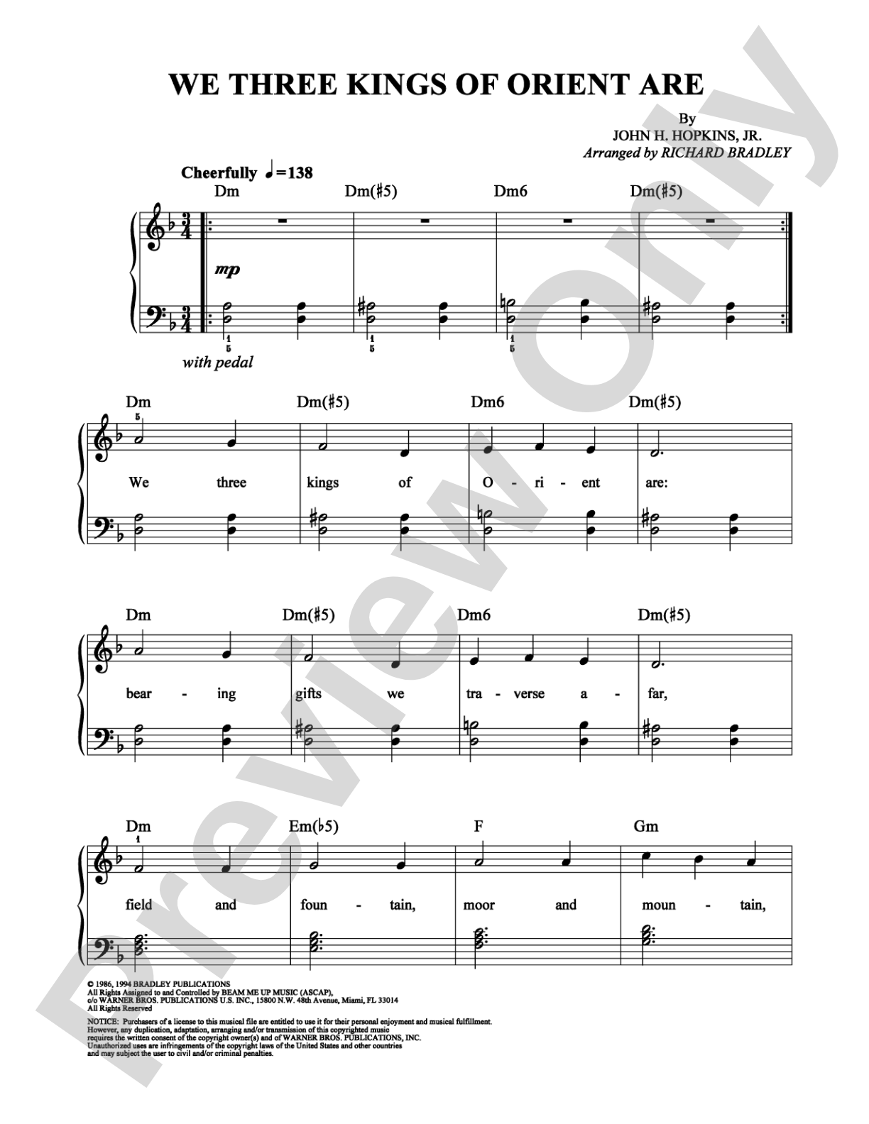 We Three Kings of Orient Are: Easy Piano Digital Sheet Music