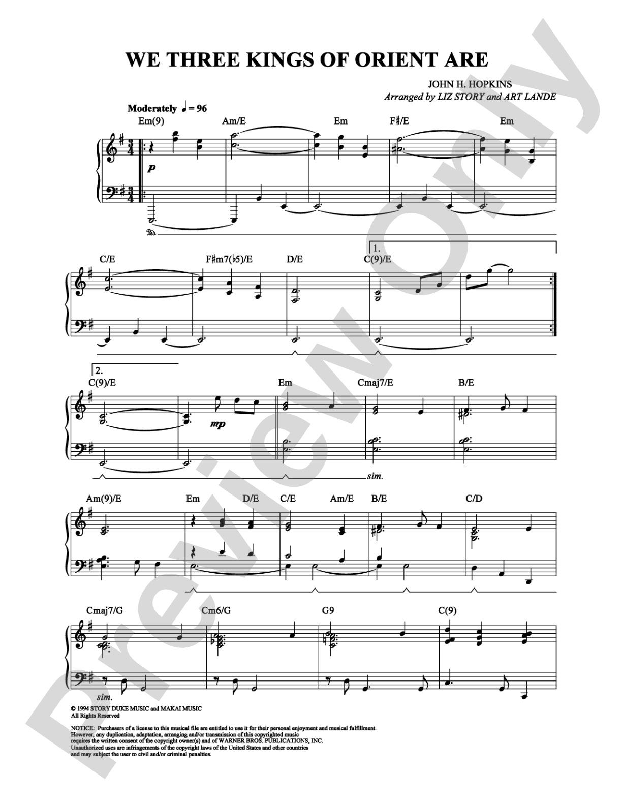 We Three Kings of Orient Are: Piano Digital Sheet Music