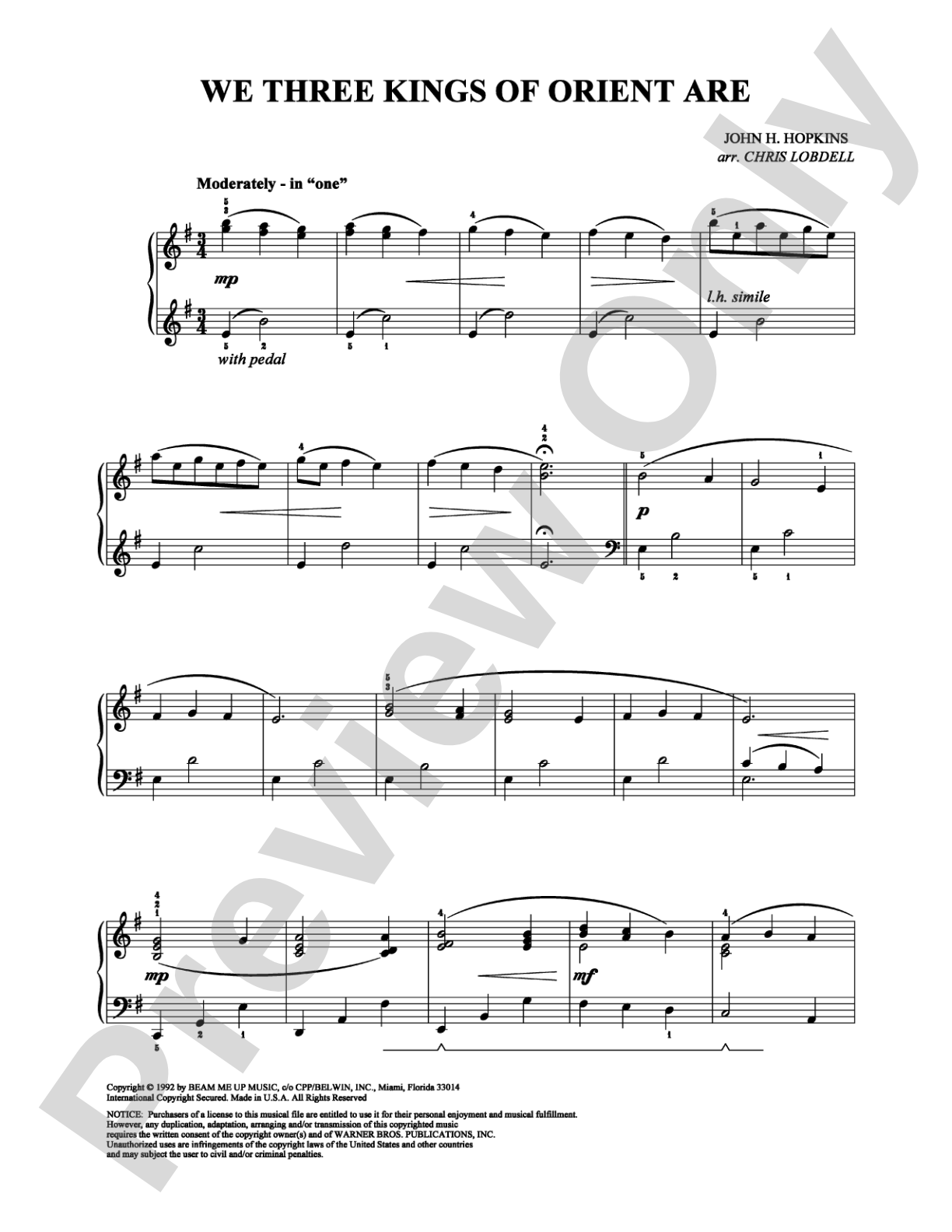 We Three Kings of Orient Are: Piano Digital Sheet Music