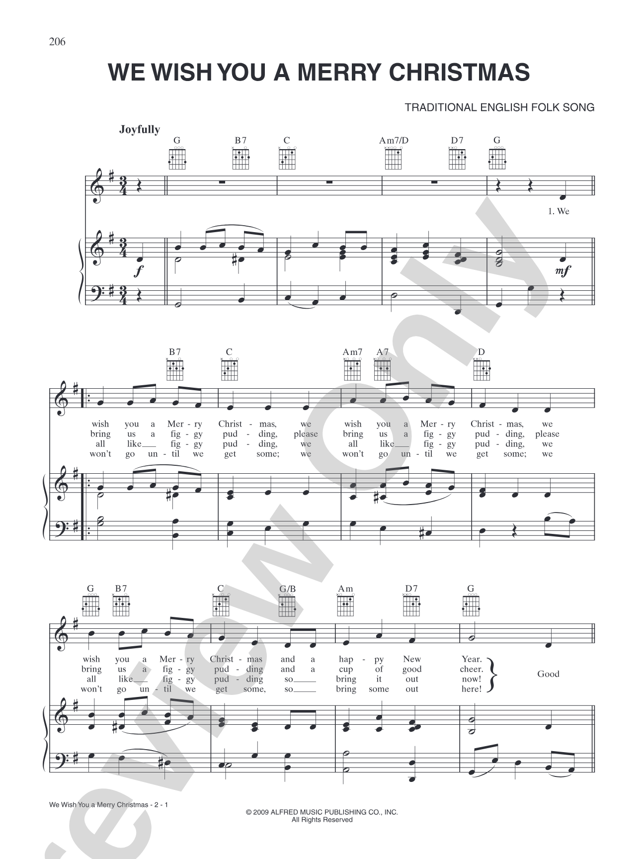 We Wish You a Merry Christmas: Piano/Vocal/Chords