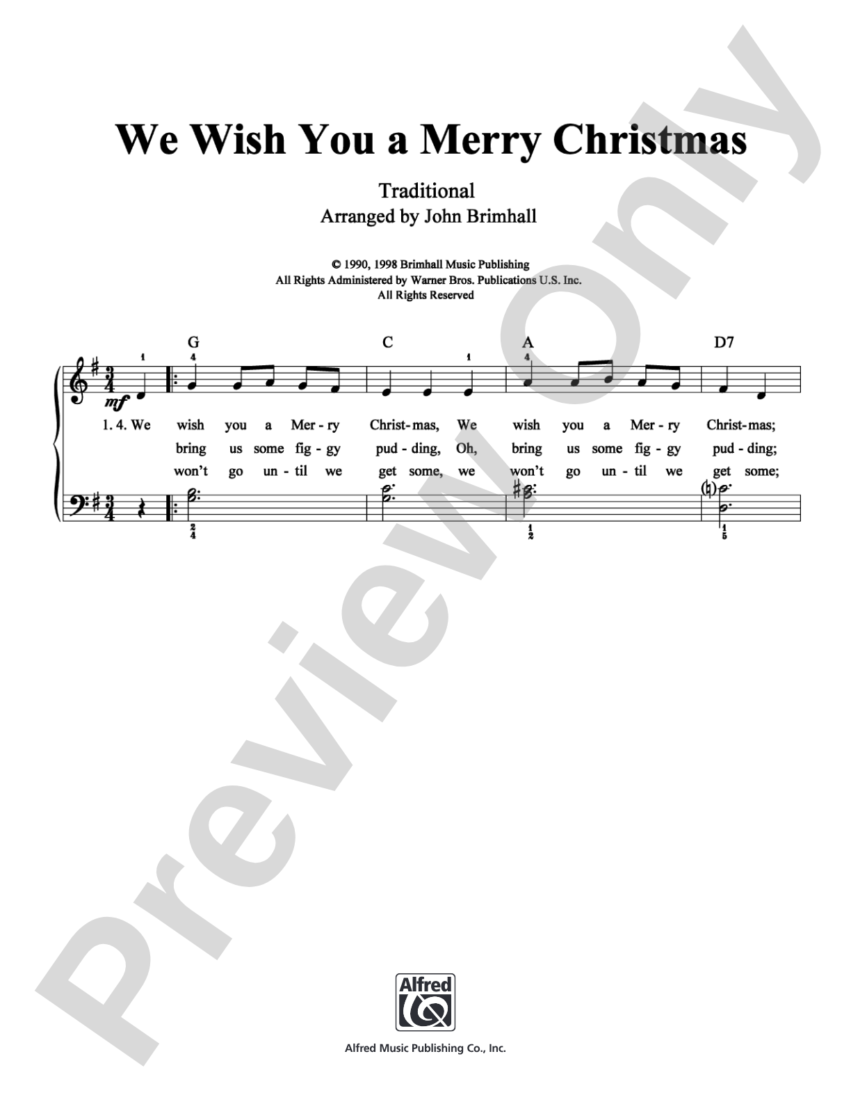 We Wish You a Merry Christmas: Easy Piano Digital Sheet Music