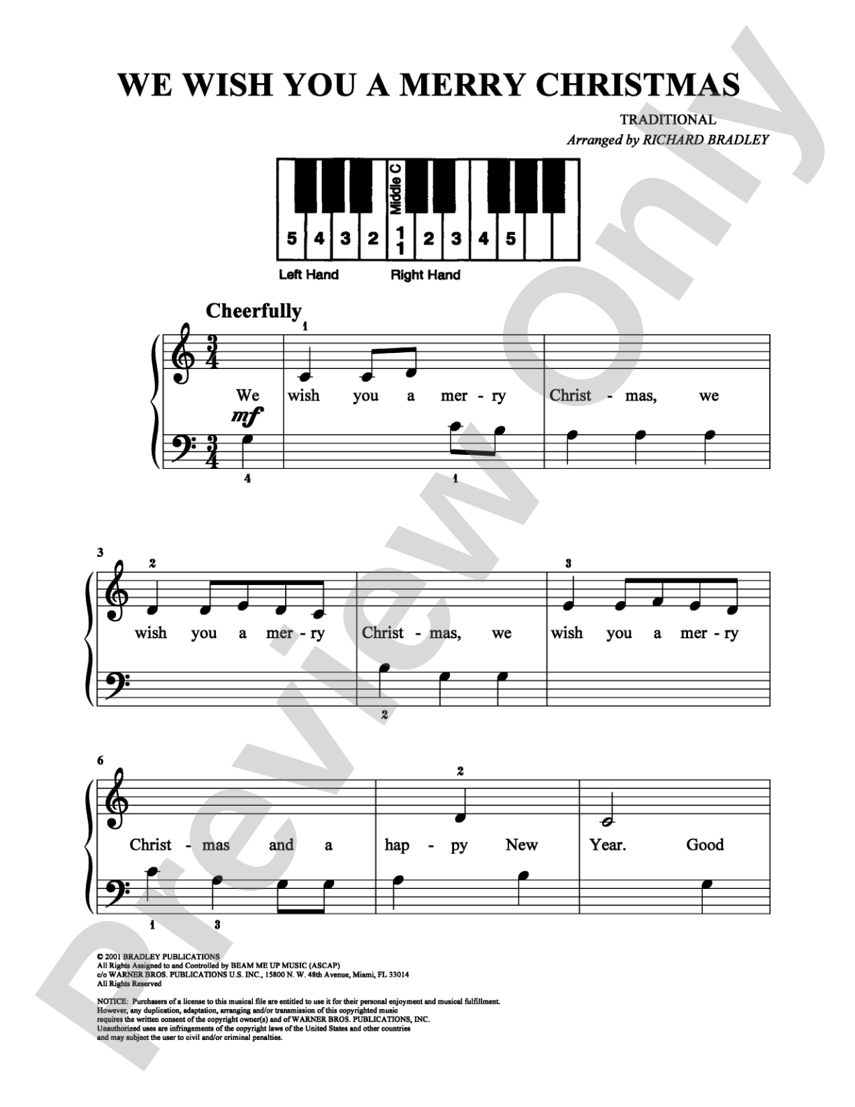 We Wish You a Merry Christmas: Easy Piano Digital Sheet Music