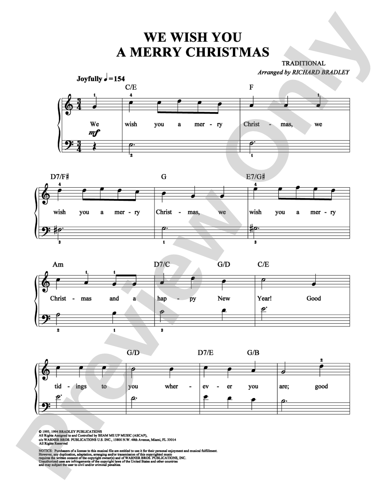 We Wish You a Merry Christmas: Easy Piano Digital Sheet Music