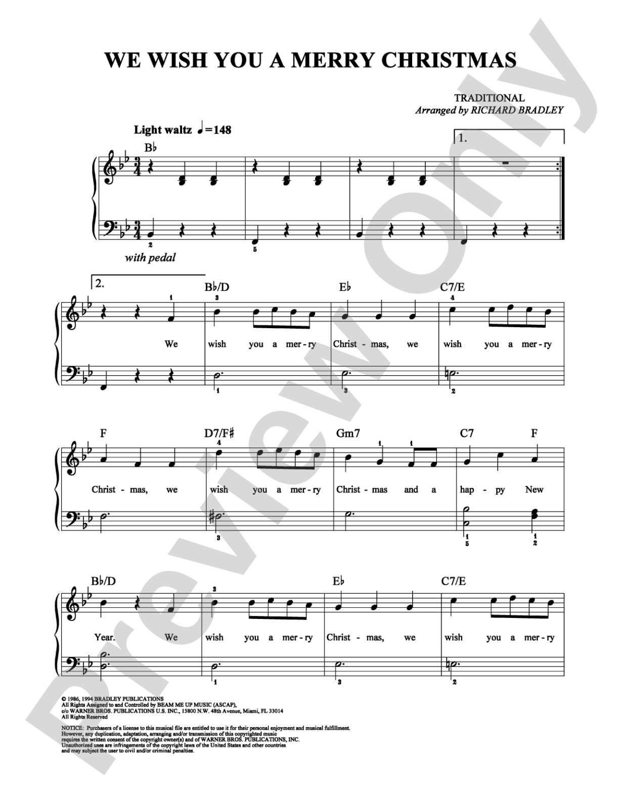 We Wish You a Merry Christmas: Easy Piano Digital Sheet Music
