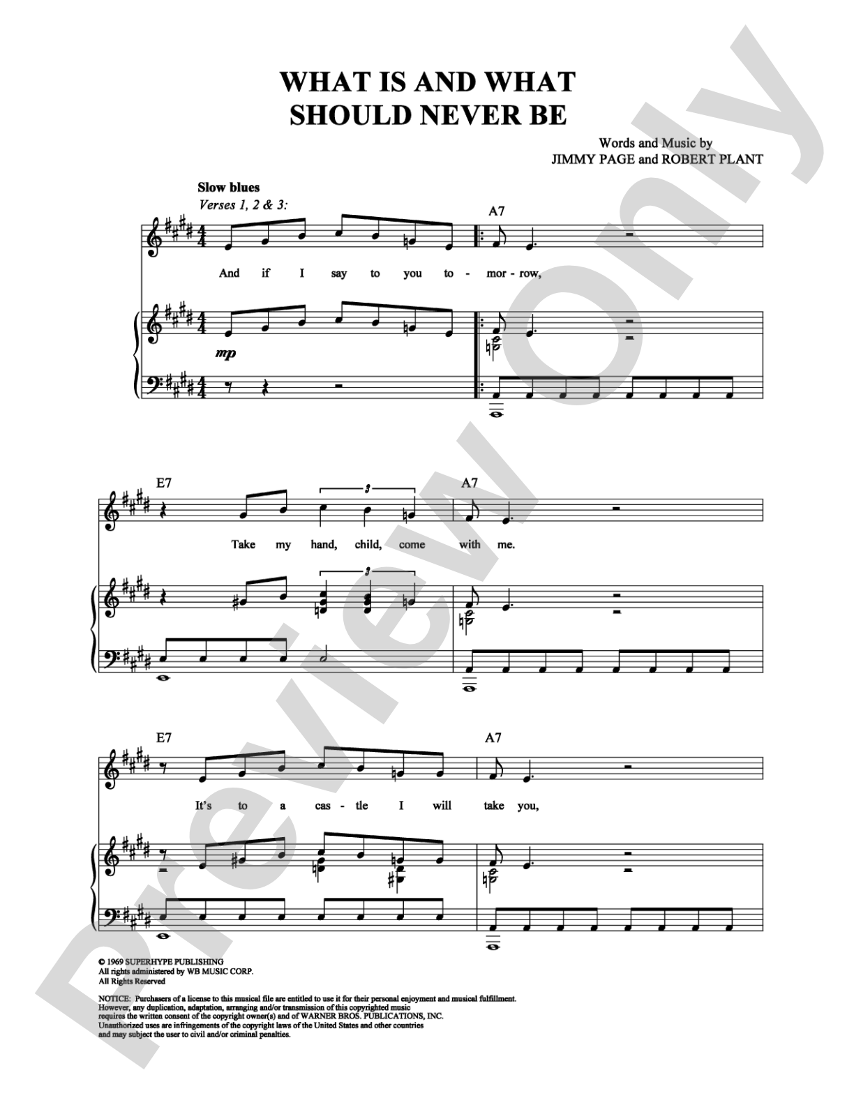 What is and What Should Never Be: Piano/Vocal/Chords Digital Sheet Music