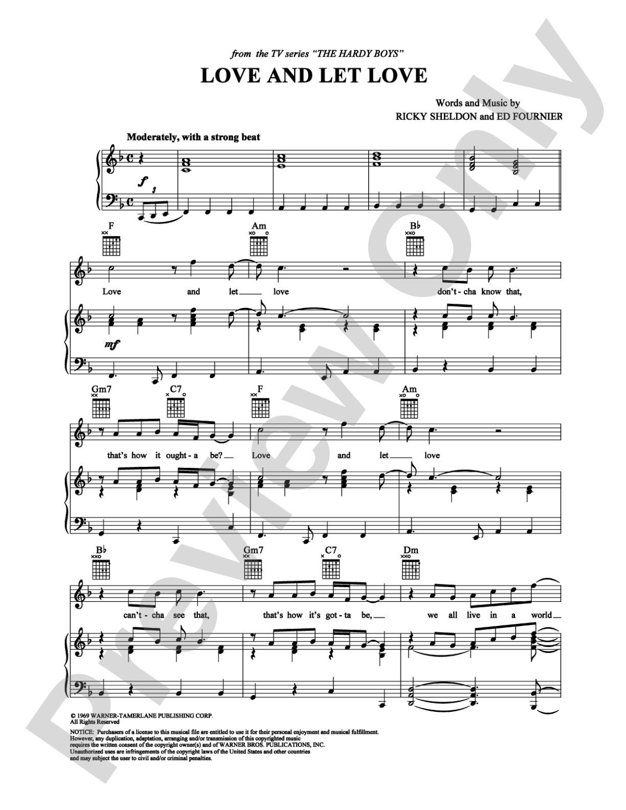 Love and Let Love: Piano/Vocal/Chords Digital Sheet Music