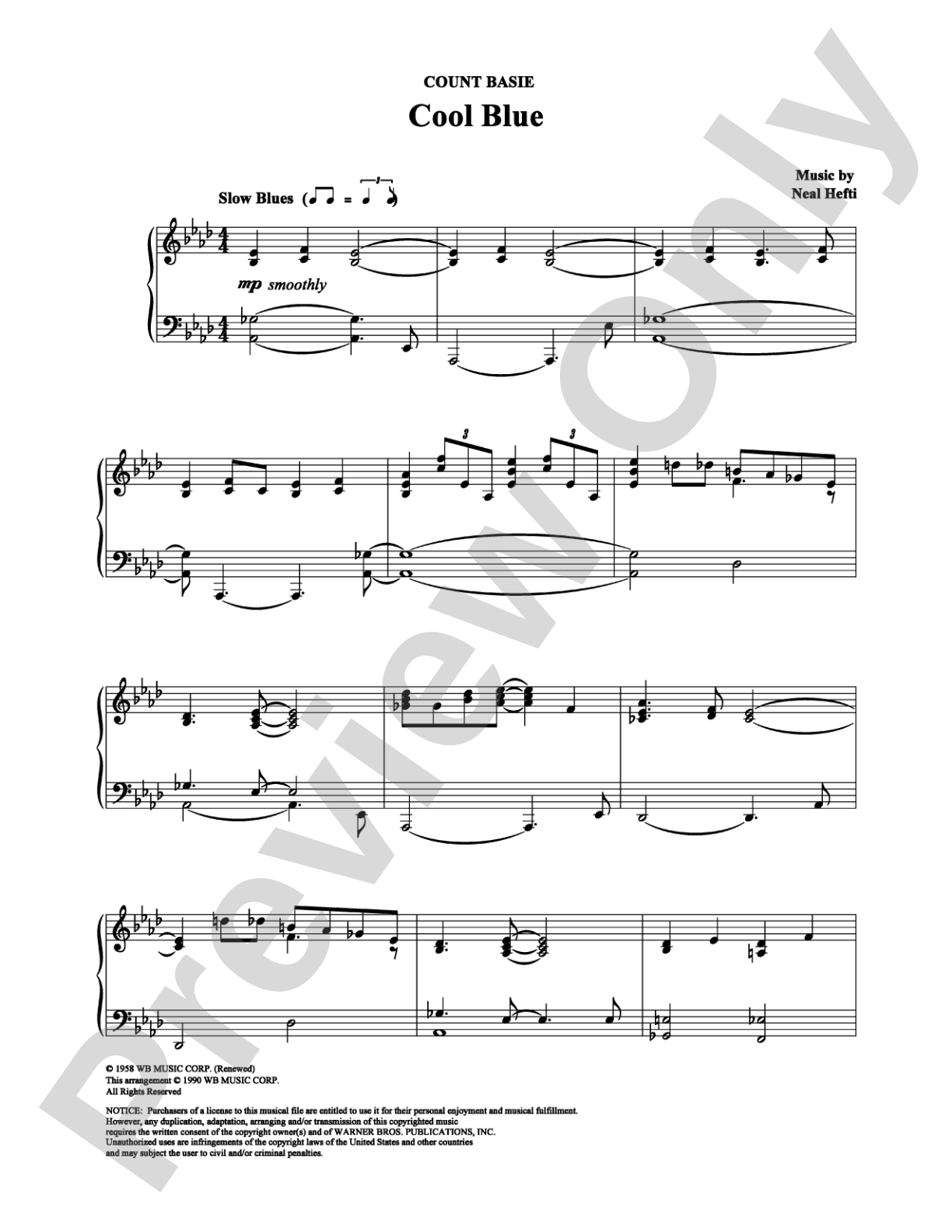Cool Blue: Piano Digital Sheet Music