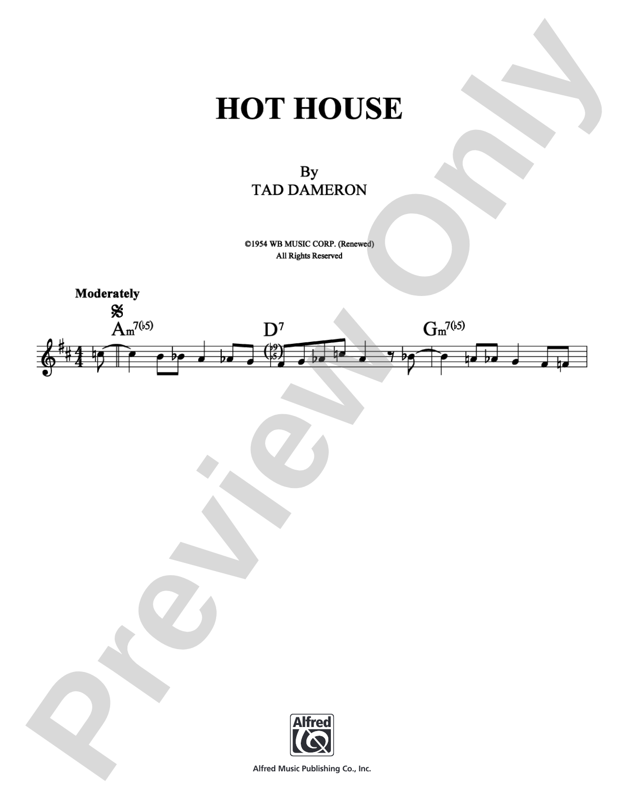 Hot House: Lead Sheet Digital Sheet Music