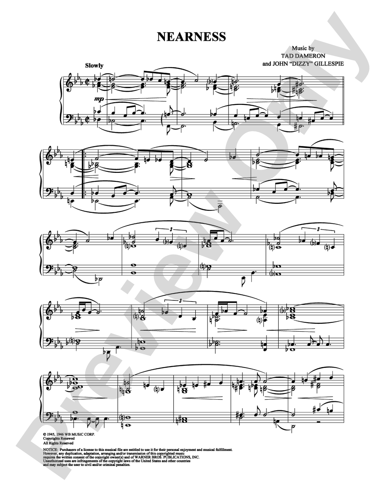 Nearness: Piano Digital Sheet Music