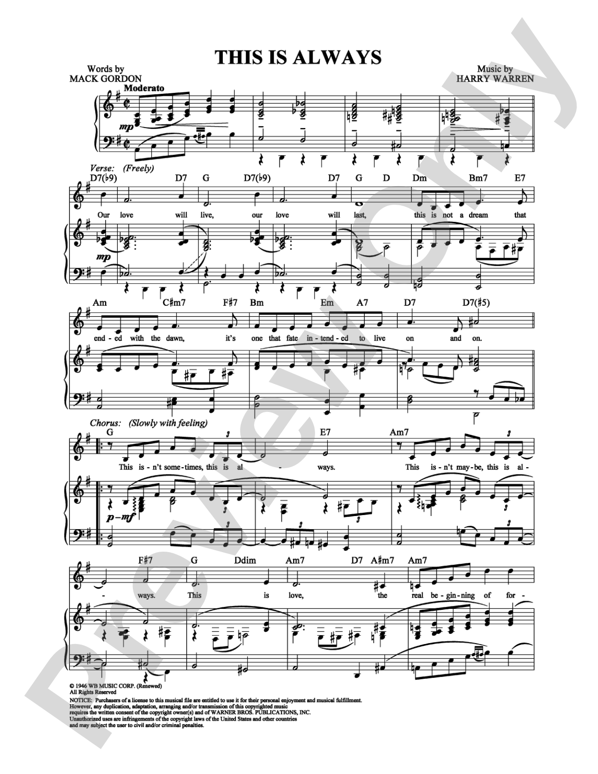 This is Always: Piano/Vocal/Chords Digital Sheet Music