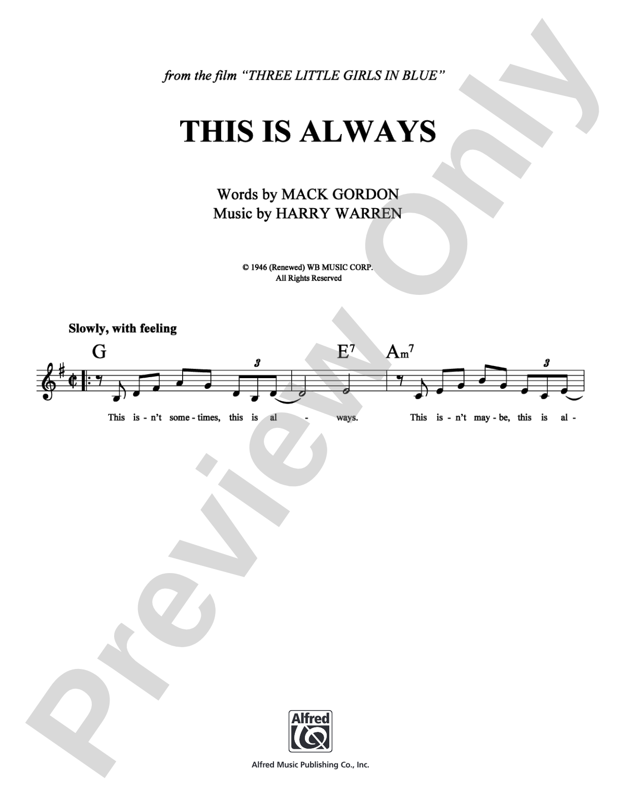 This is Always: Lead Sheet Digital Sheet Music