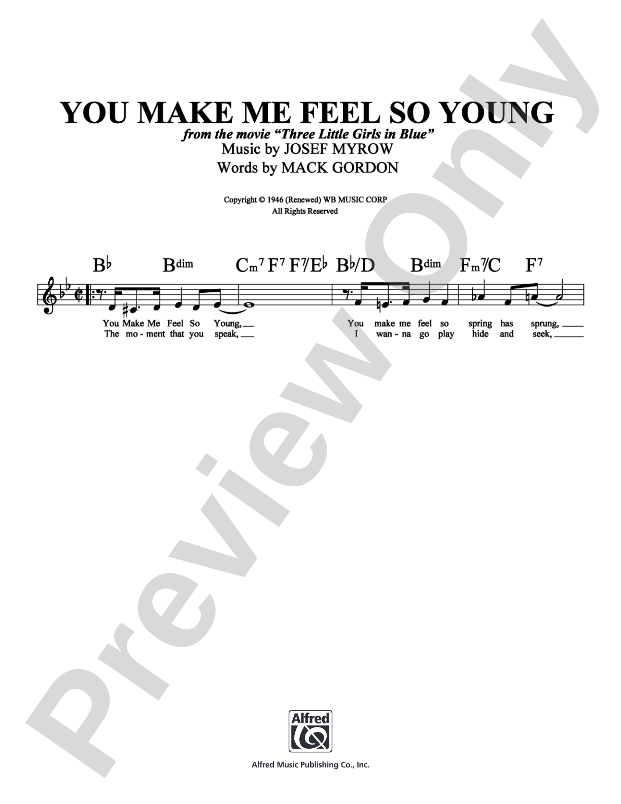 You Make Me Feel So Young: Lead Sheet Digital Sheet Music
