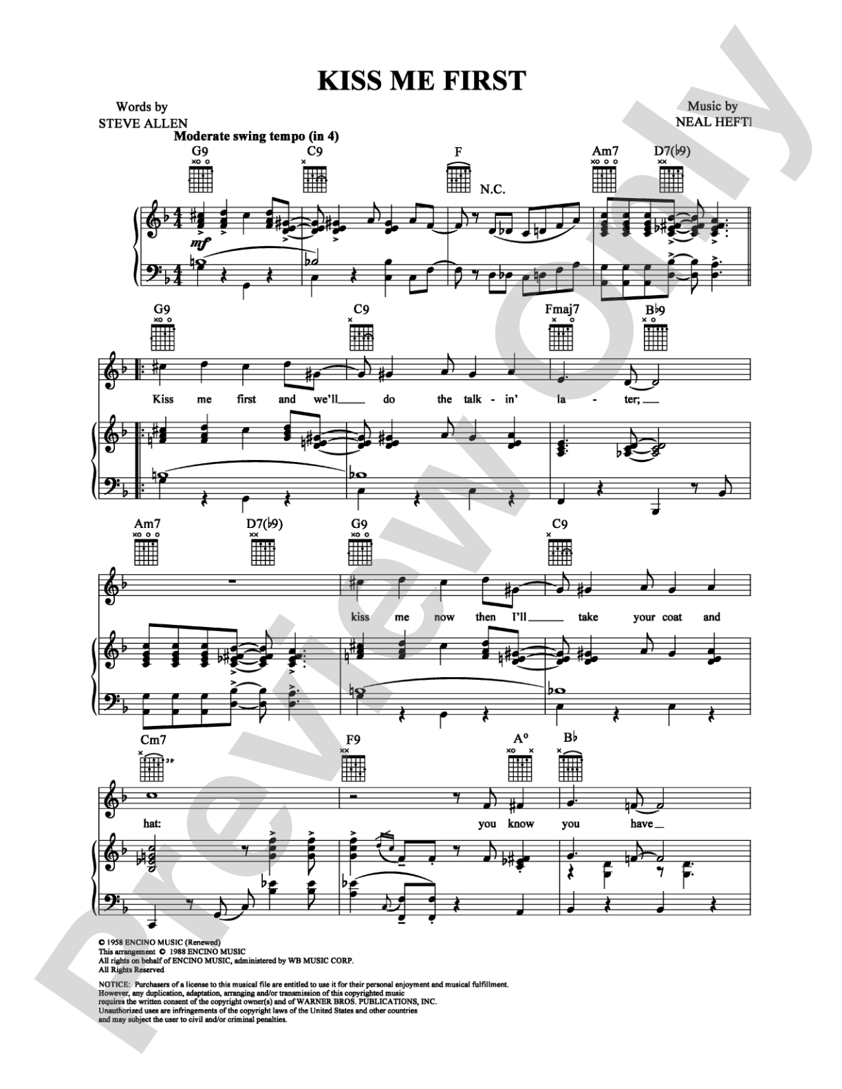 Kiss Me First: Piano/Vocal/Chords Digital Sheet Music