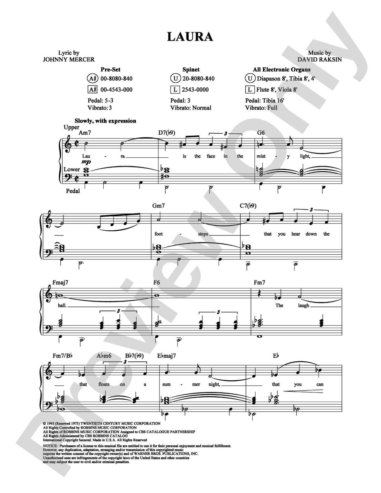 Laura: Organ Digital Sheet Music