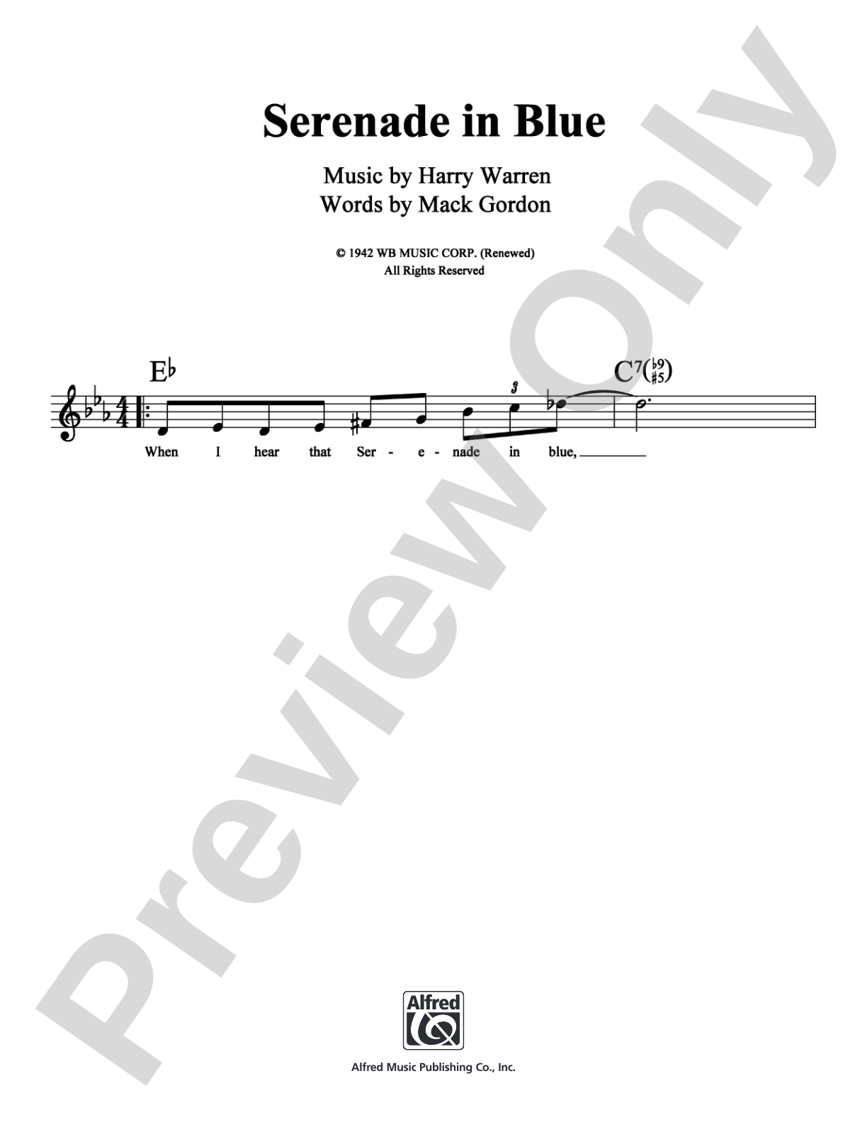 Serenade in Blue: Lead Sheet Digital Sheet Music