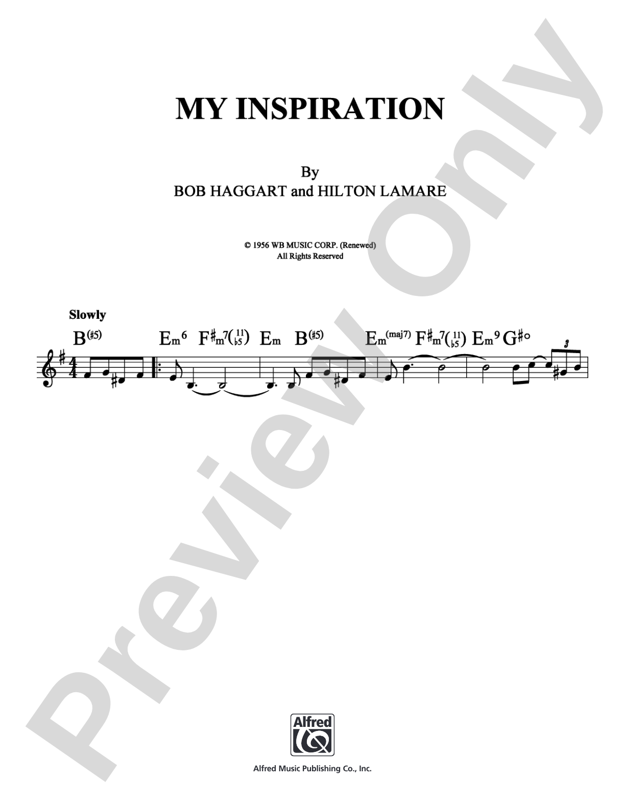 My Inspiration: Lead Sheet Digital Sheet Music