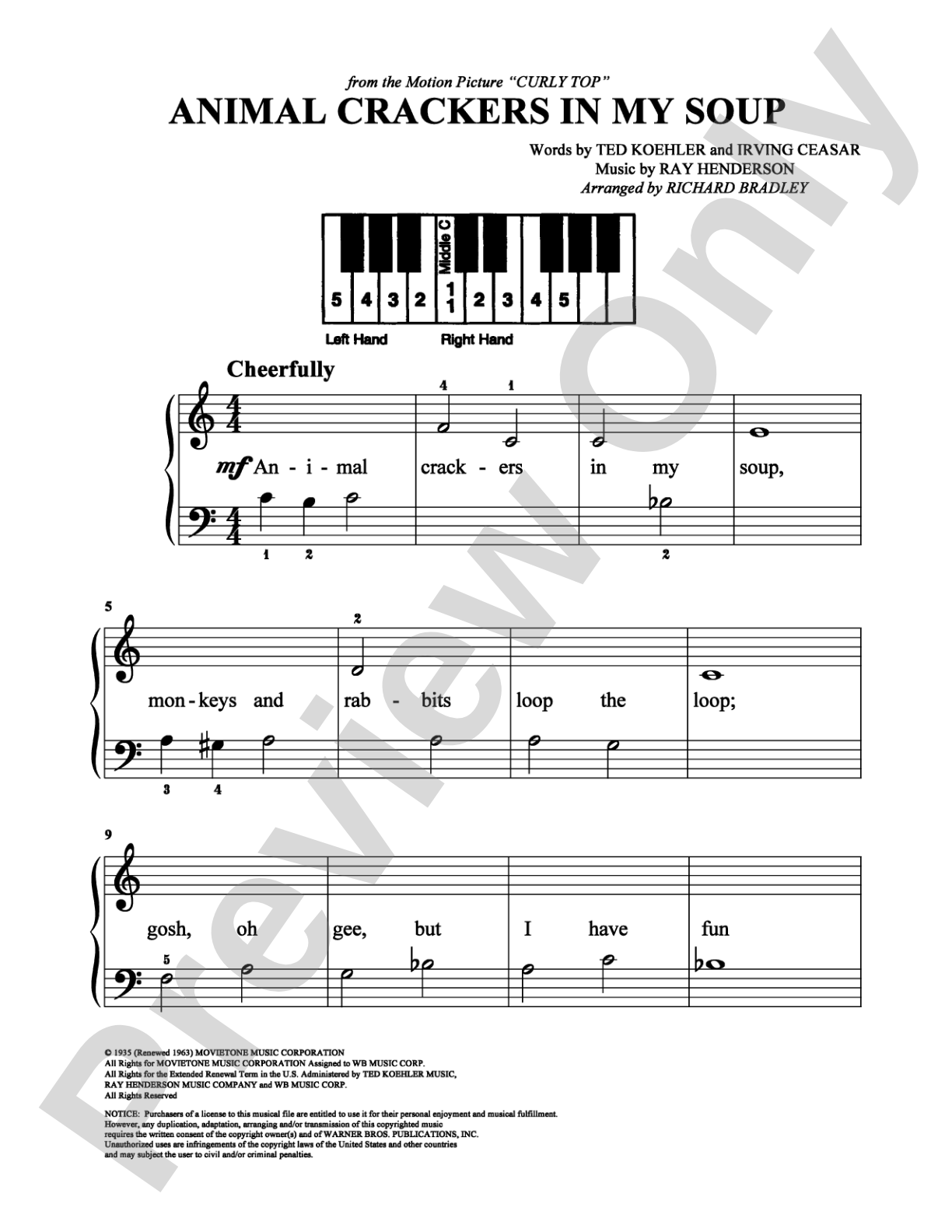 Animal Crackers in My Soup: Easy Piano Digital Sheet Music