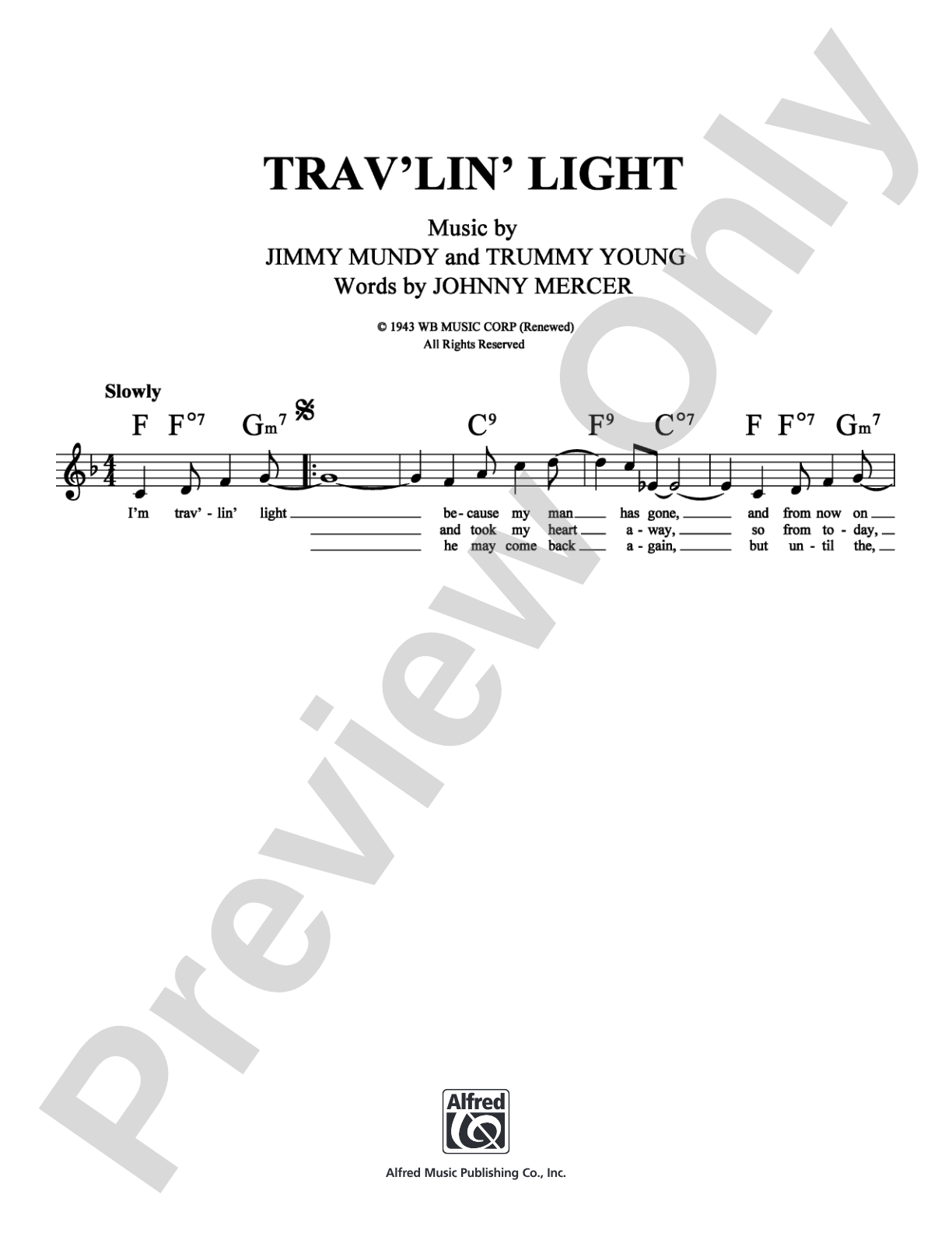 Trav'lin' Light: Lead Sheet Digital Sheet Music
