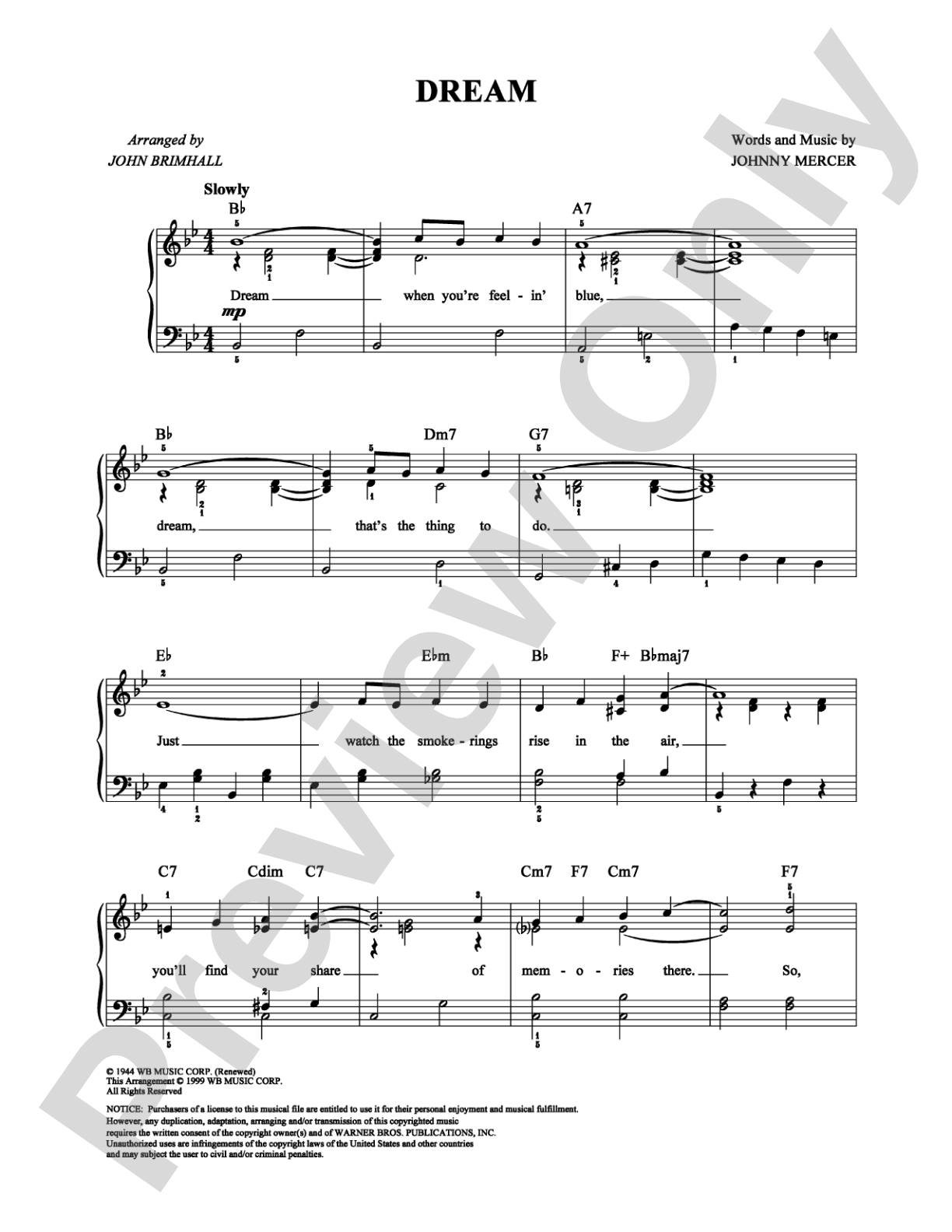 Dream: Easy Piano Digital Sheet Music