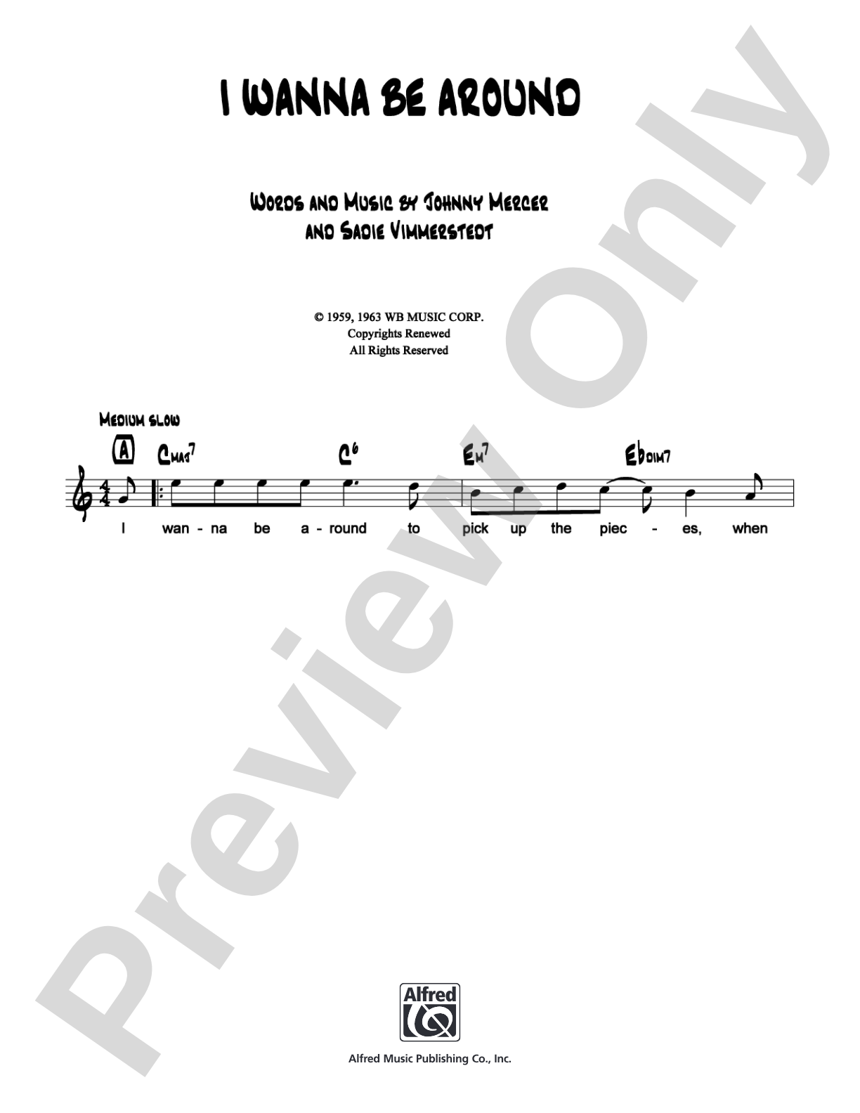 I Wanna Be Around: Lead Sheet Digital Sheet Music