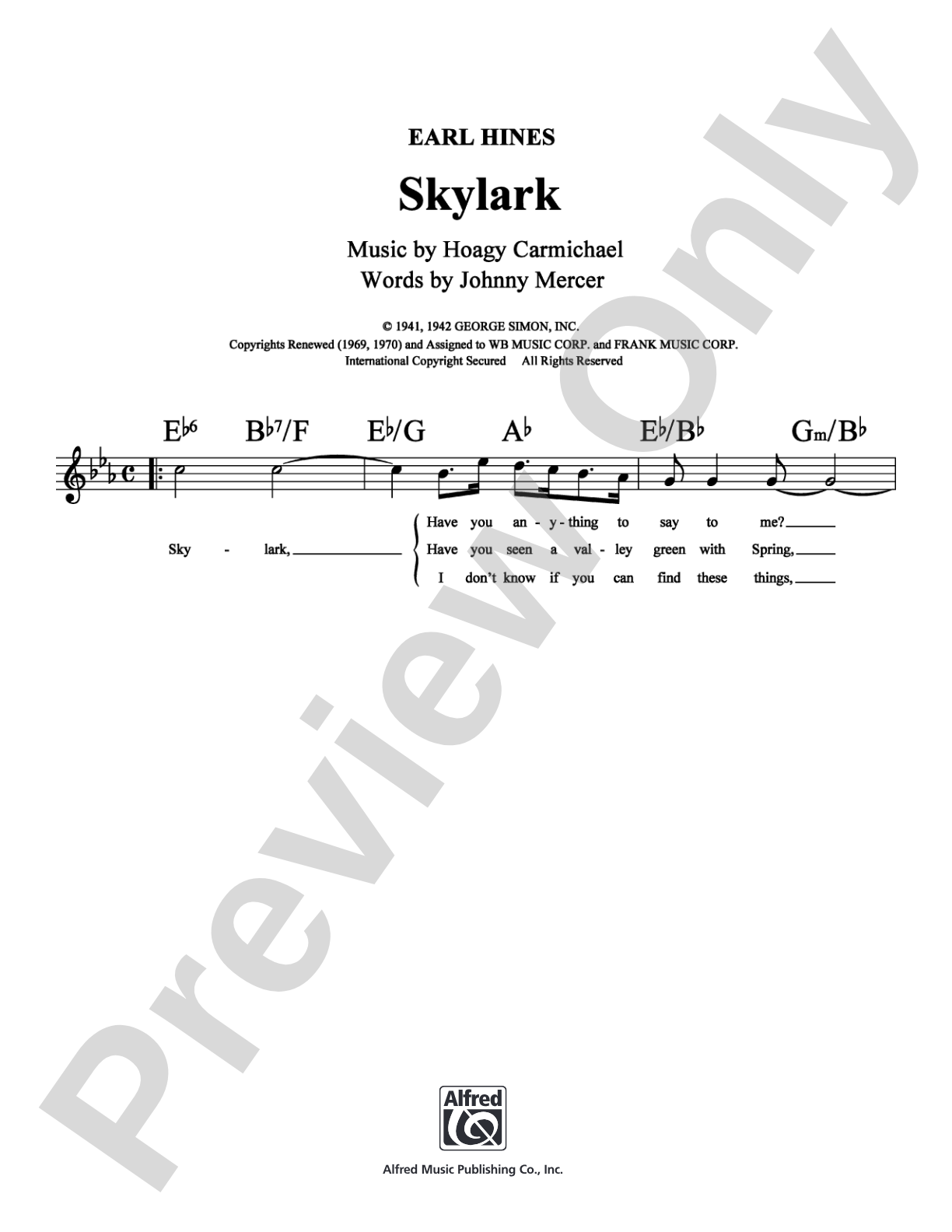Skylark: Lead Sheet Digital Sheet Music