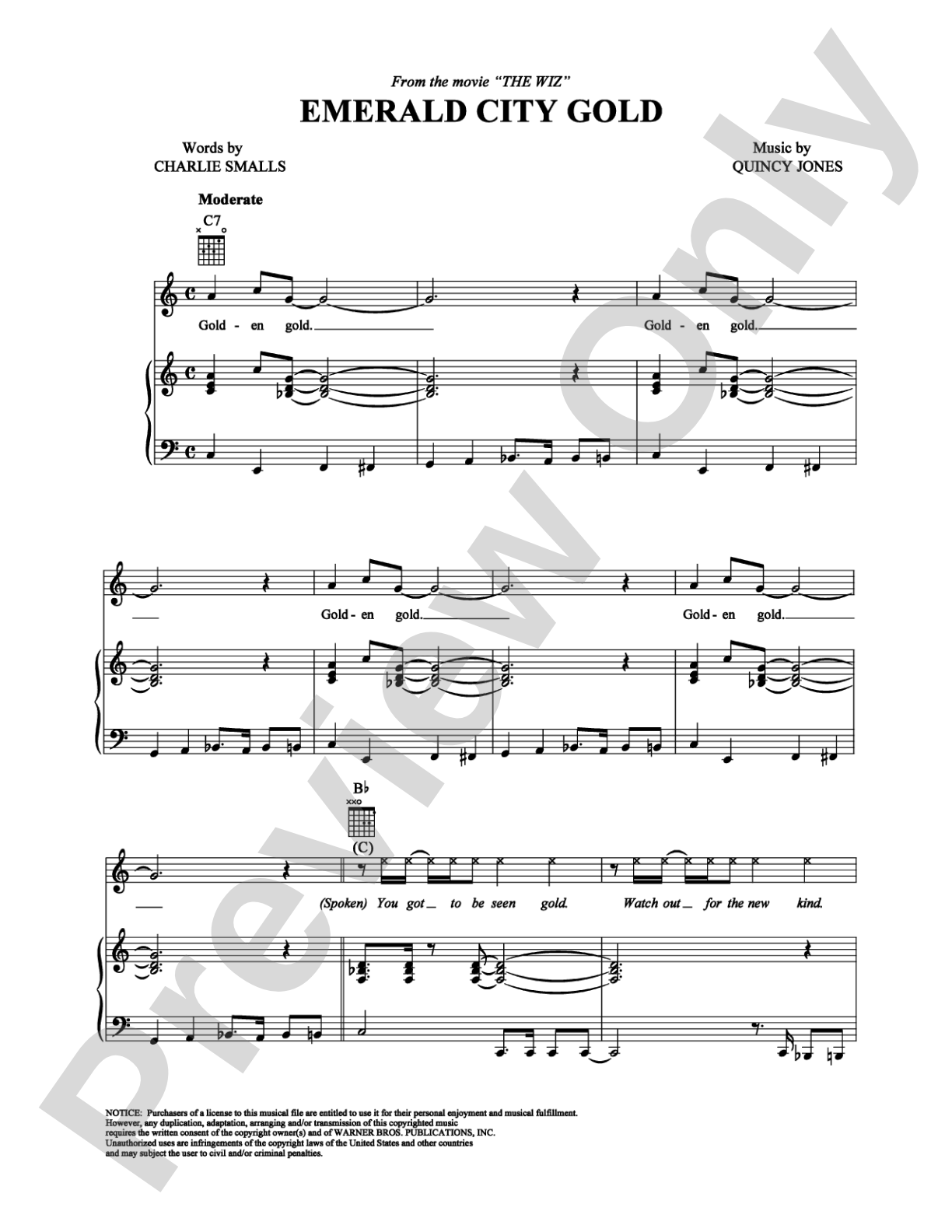 Emerald City Sequence: Emerald City Gold: Piano/Vocal/Chords Digital Sheet Music