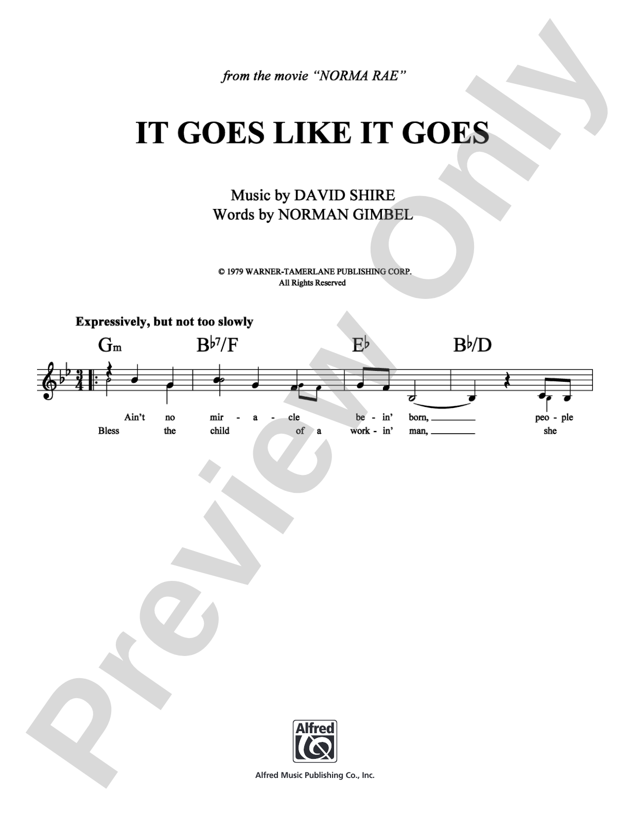 It Goes Like It Goes: Lead Sheet Digital Sheet Music