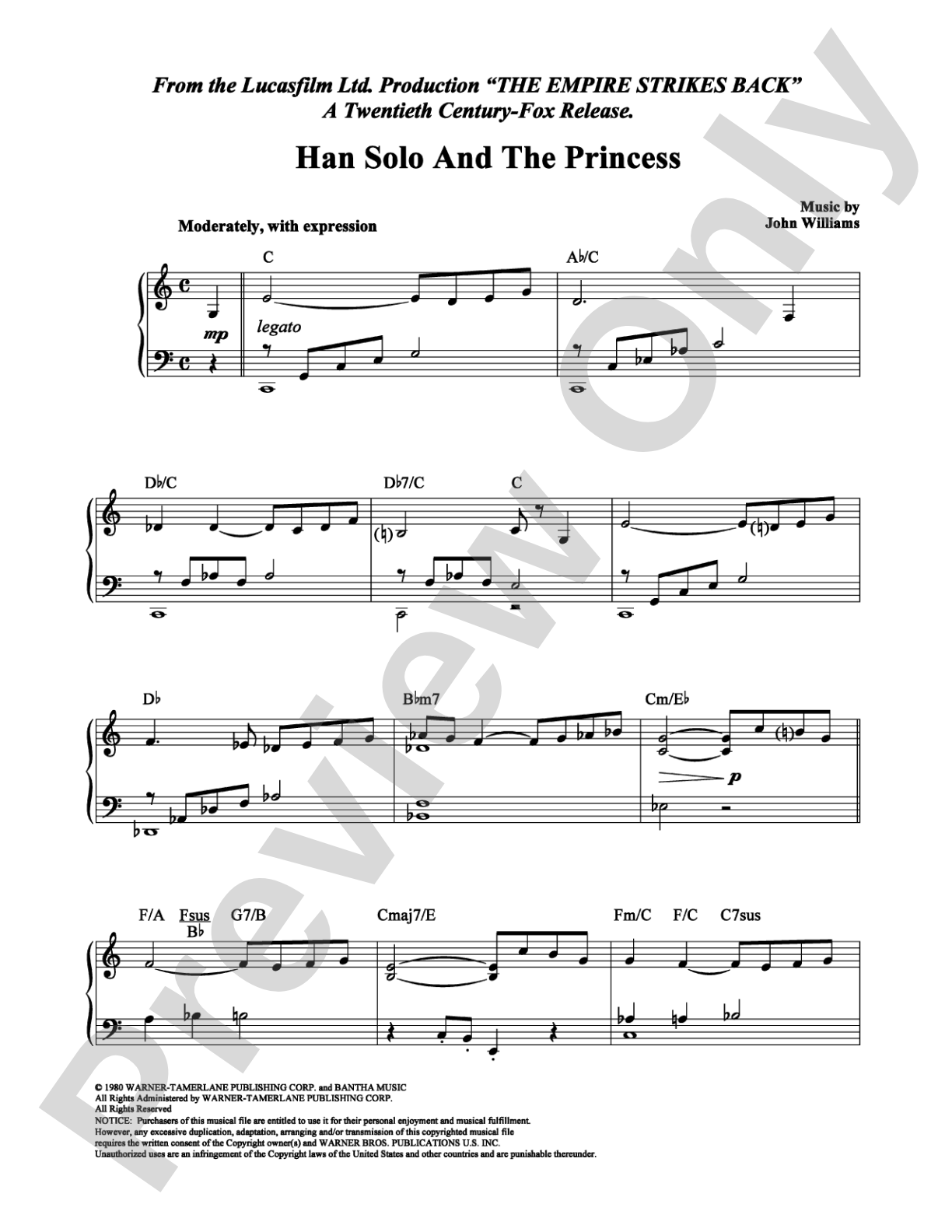 Han Solo and the Princess: Piano Digital Sheet Music
