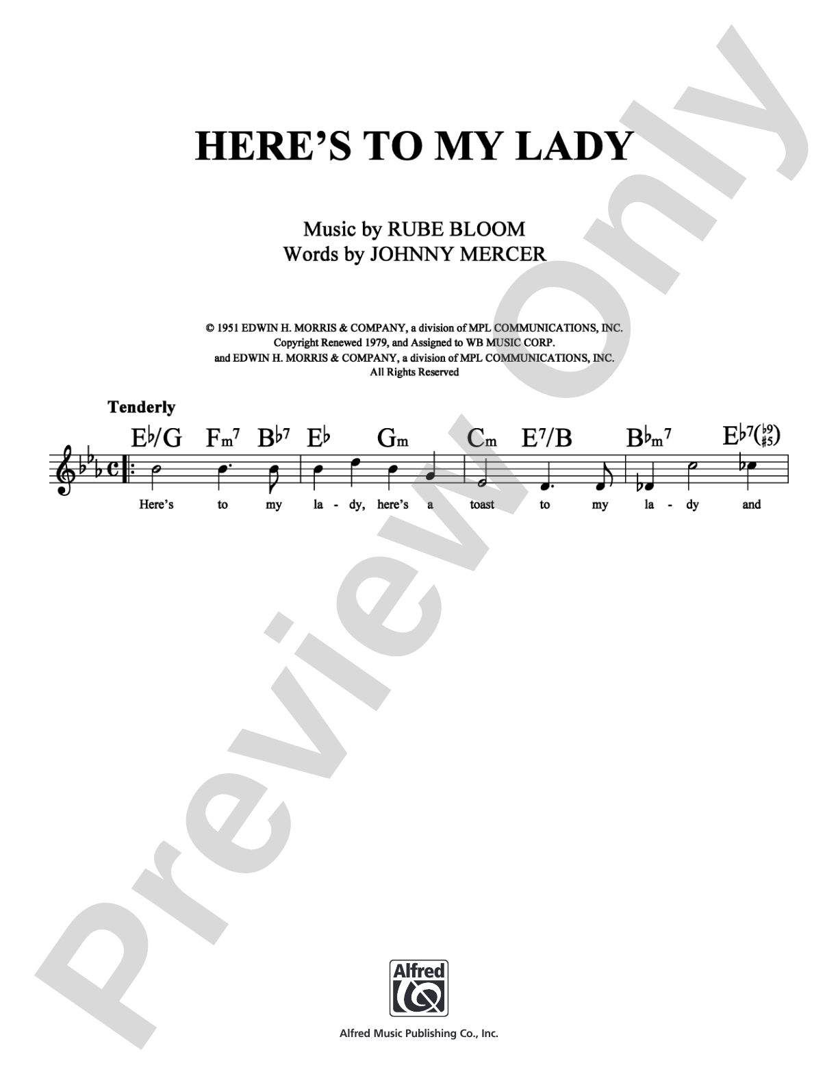 Here's to My Lady: Lead Sheet Digital Sheet Music
