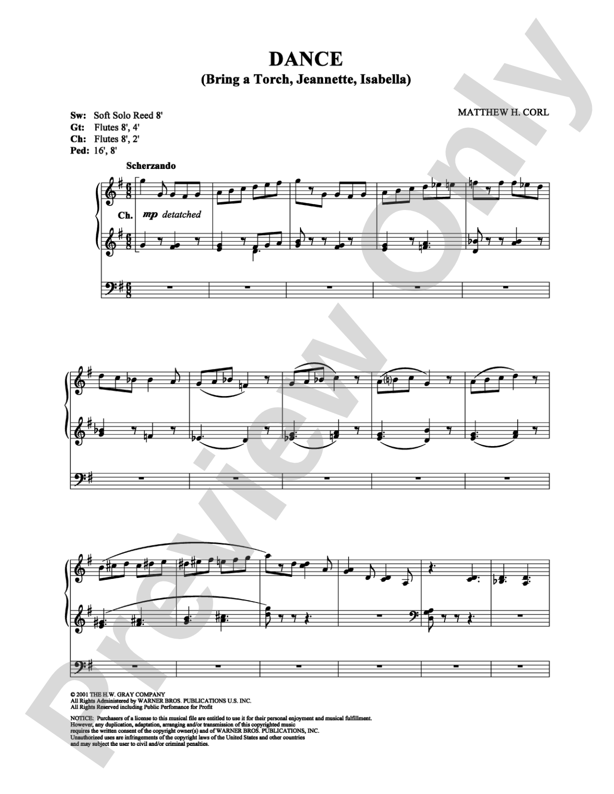 Dance: Organ Digital Sheet Music