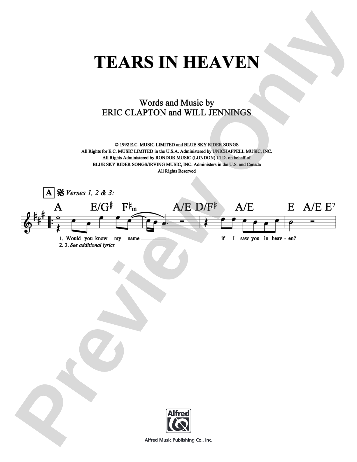 Tears in Heaven: Lead Sheet Digital Sheet Music