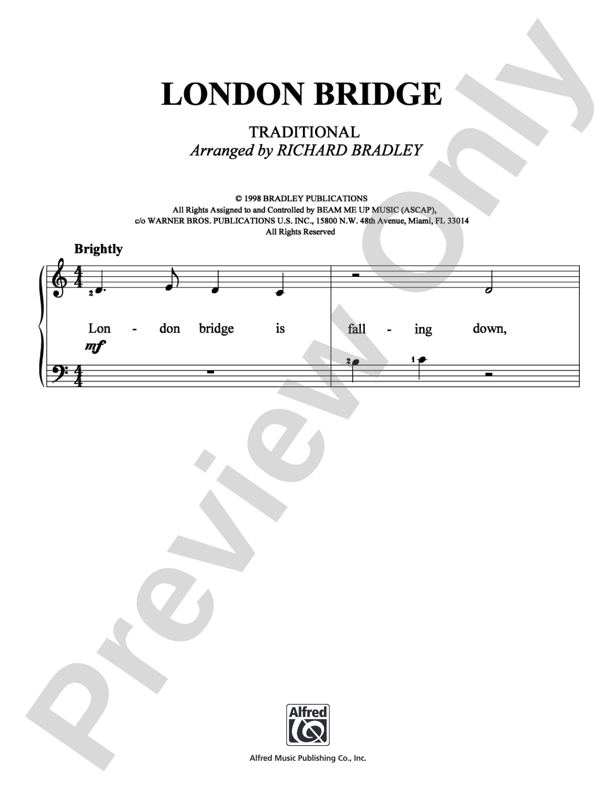 London Bridge: Easy Piano Digital Sheet Music