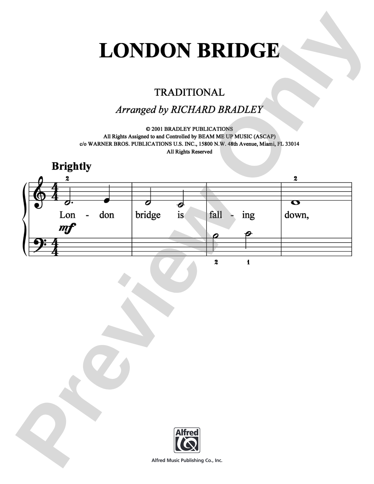 London Bridge: Easy Piano Digital Sheet Music