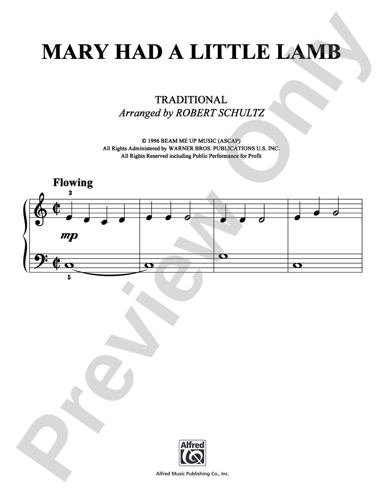 Mary Had a Little Lamb: Easy Piano Digital Sheet Music