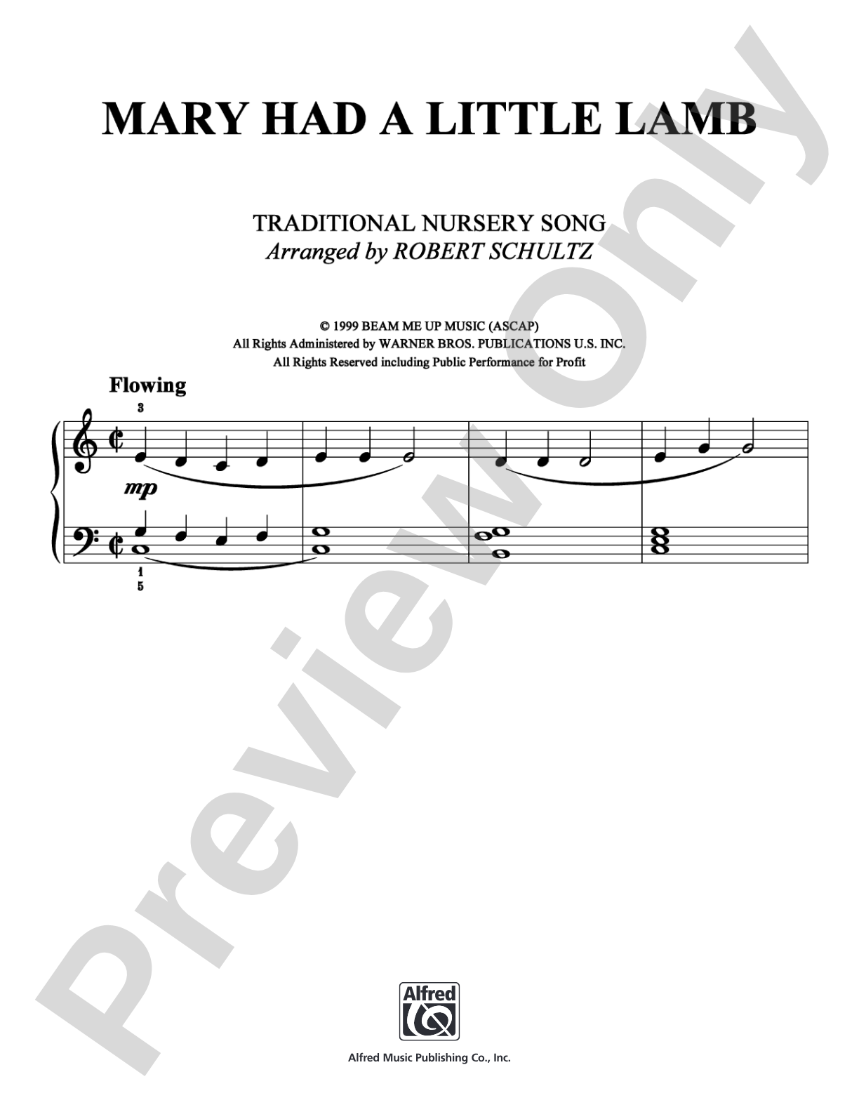 Mary Had a Little Lamb: Easy Piano Digital Sheet Music