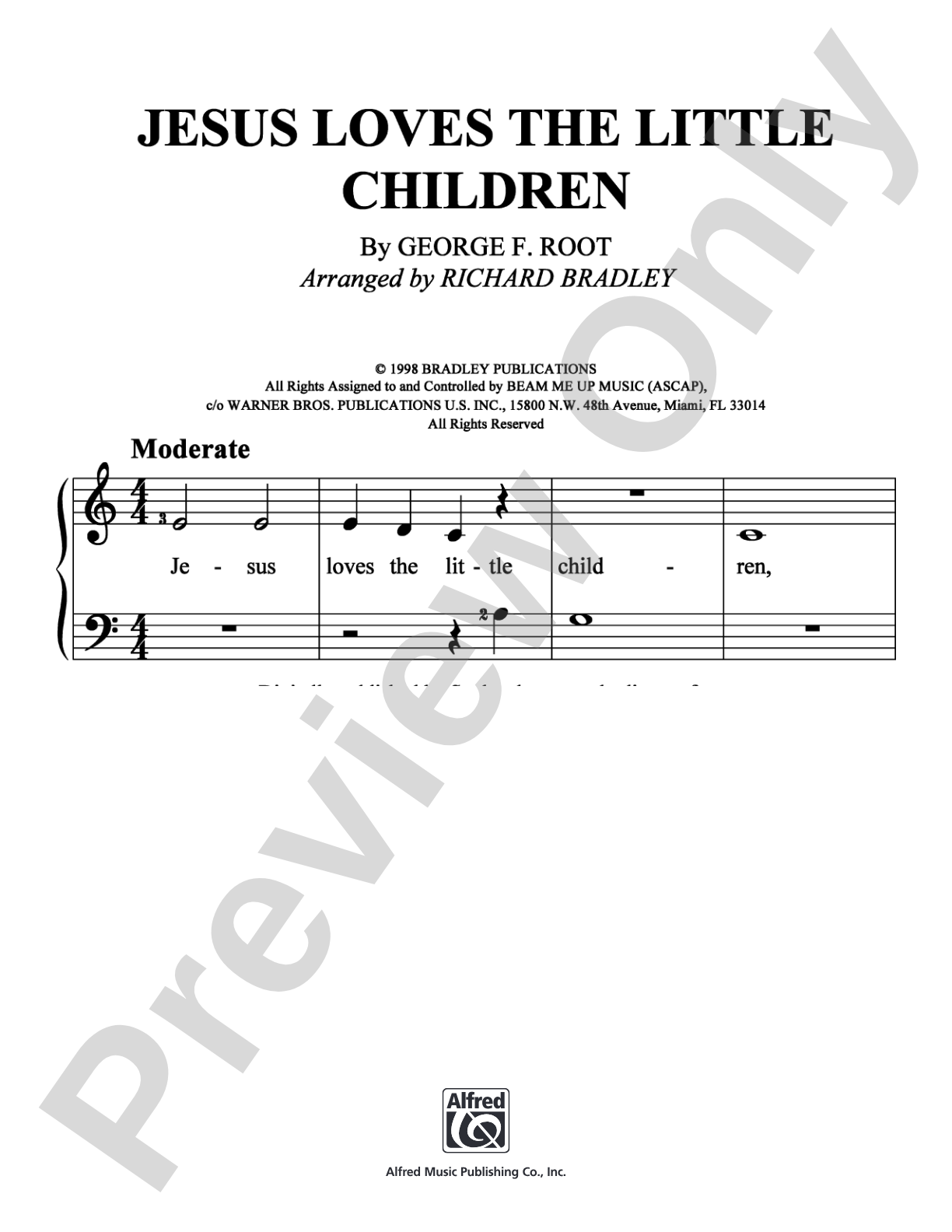 Jesus Loves the Little Children: Easy Piano Digital Sheet Music
