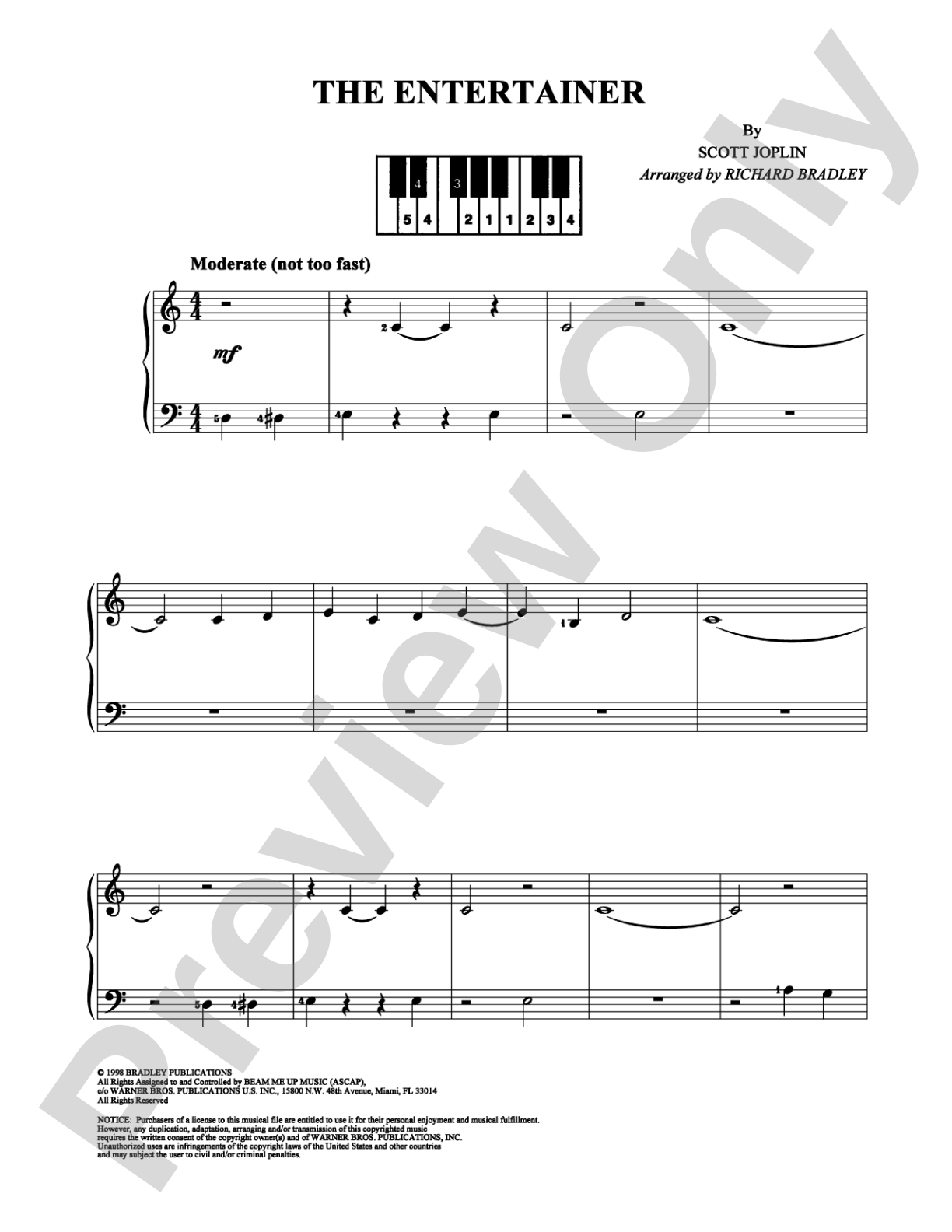 The Entertainer: Easy Piano Digital Sheet Music