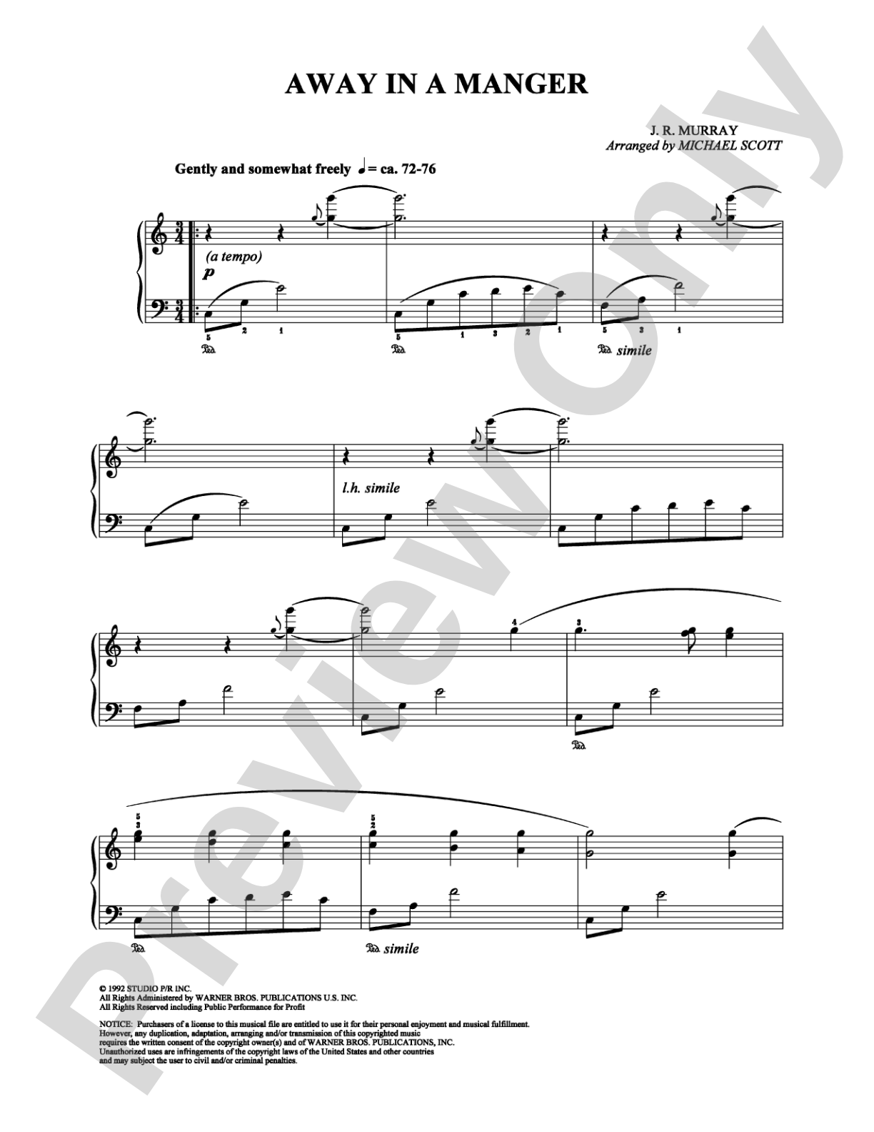 Away in a Manger: Piano Digital Sheet Music
