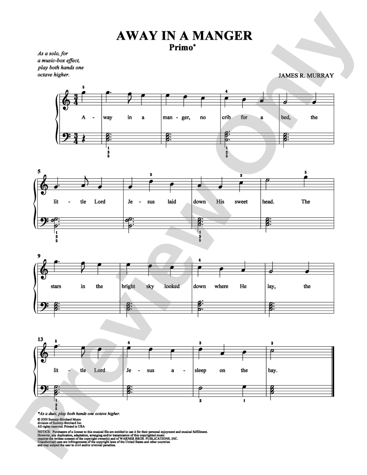 Away in a Manger: Piano Duets & Four Hands Digital Sheet Music
