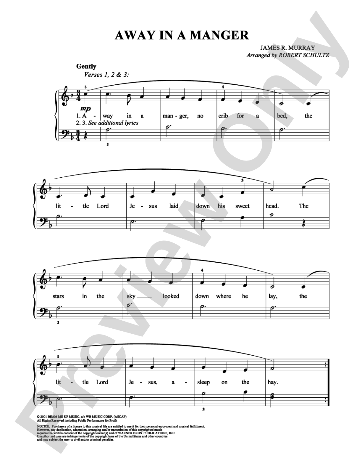 Away in a Manger: Easy Piano Digital Sheet Music