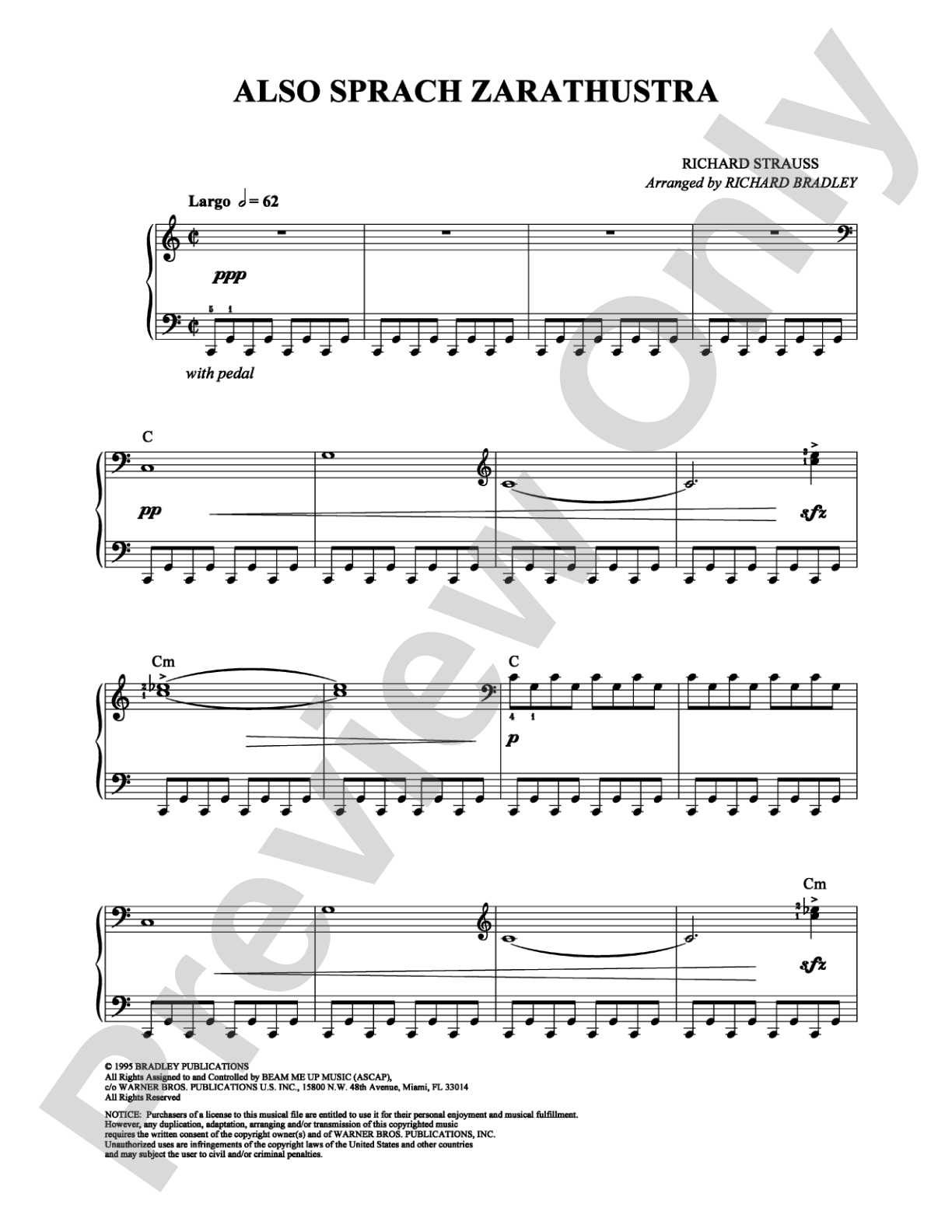 Also Sprach Zarathustra: Easy Piano Digital Sheet Music