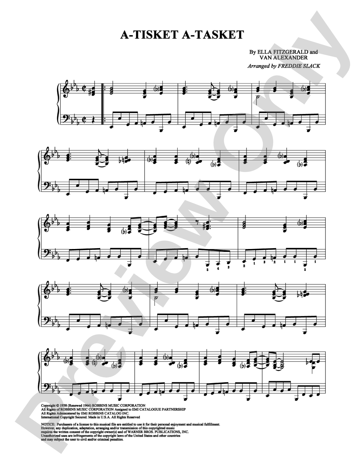 A-Tisket A-Tasket: Piano Digital Sheet Music