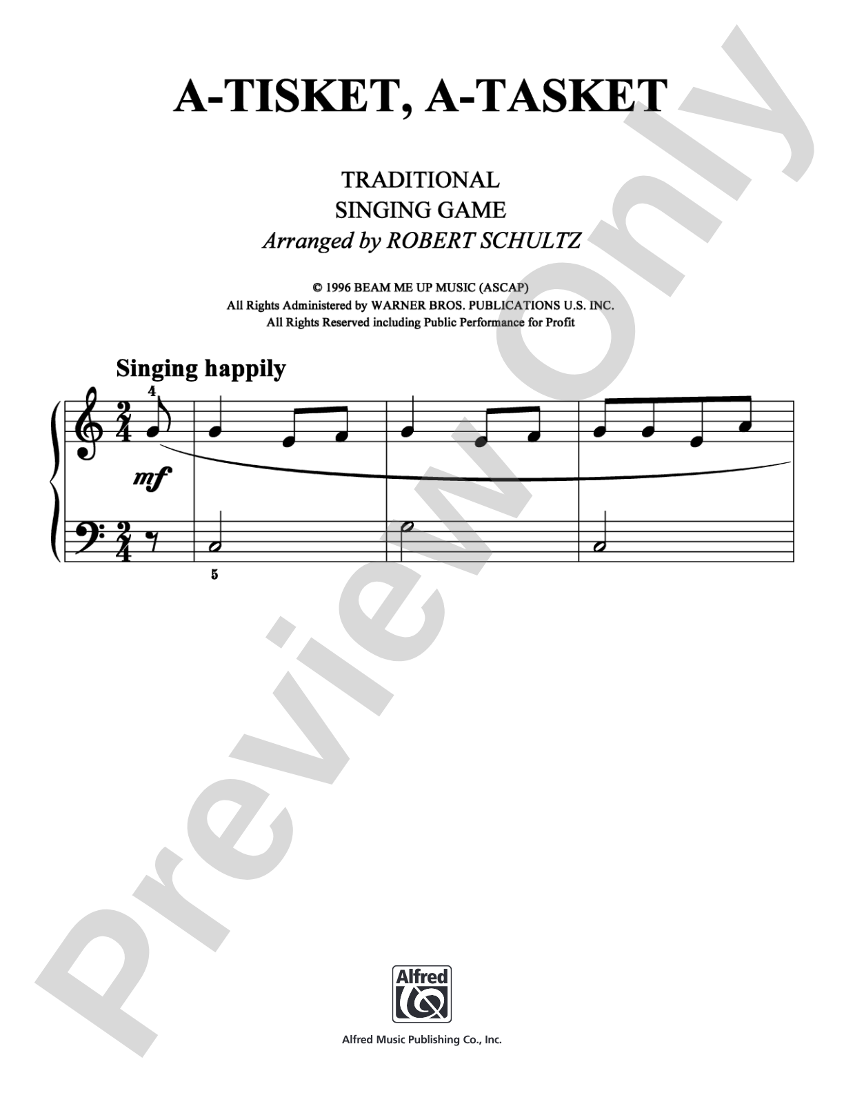A-Tisket, A-Tasket: Easy Piano Digital Sheet Music