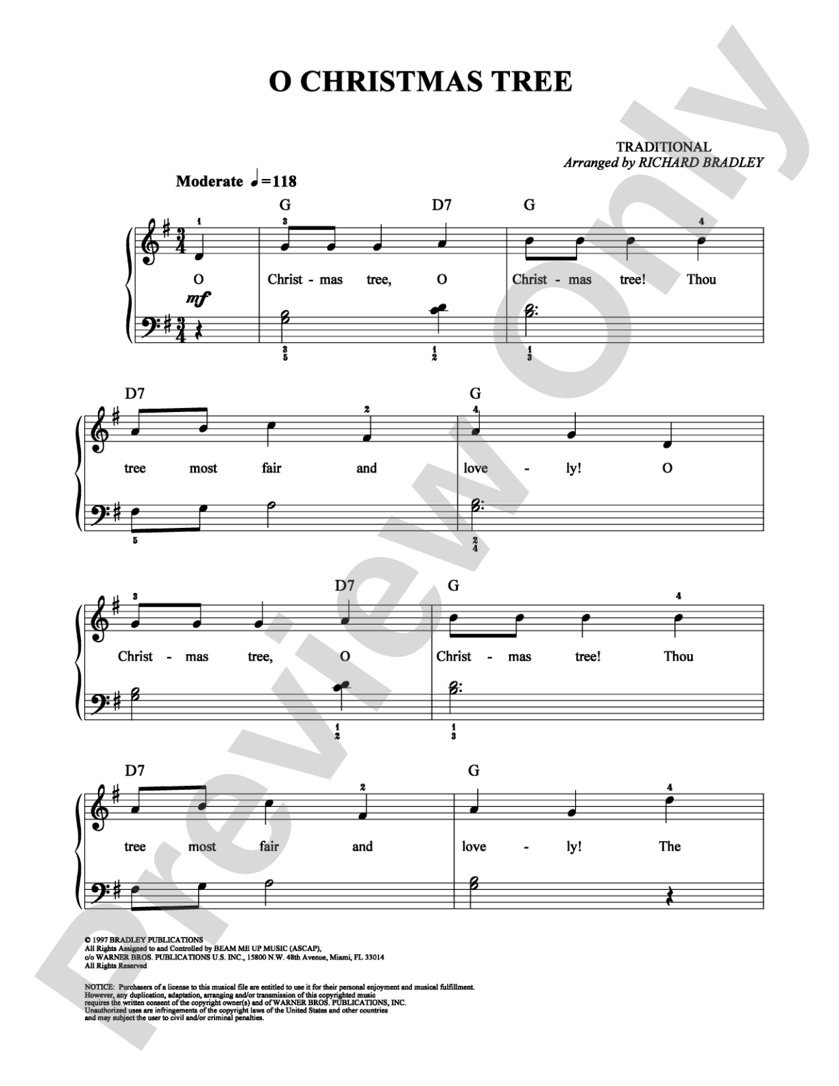 O Christmas Tree: Easy Piano Digital Sheet Music