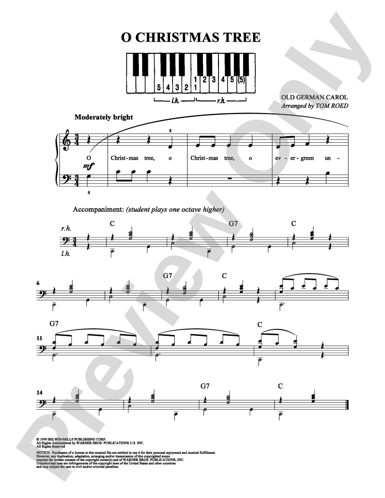 O Christmas Tree: Easy Piano Digital Sheet Music