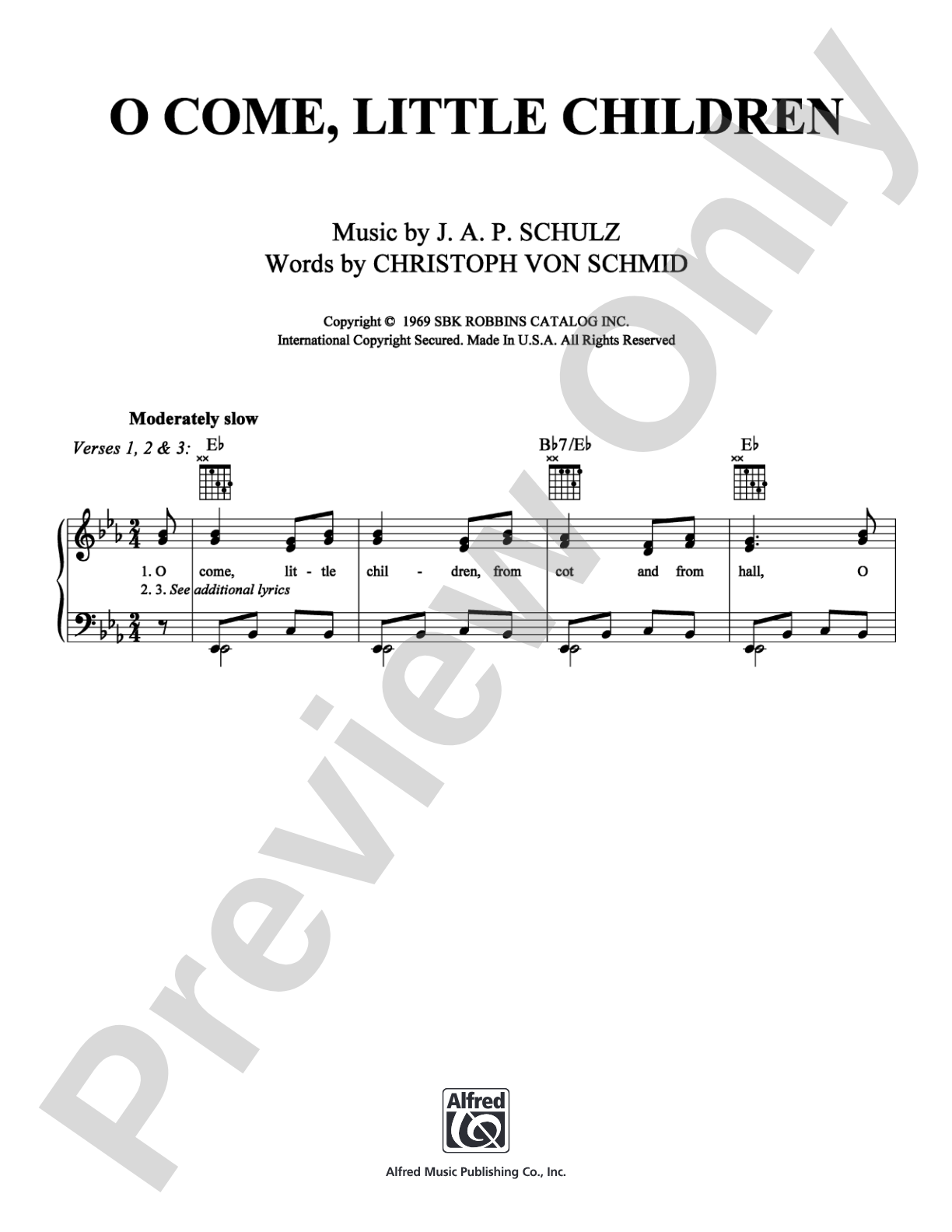 O Come, Little Children: Piano/Vocal/Chords Digital Sheet Music