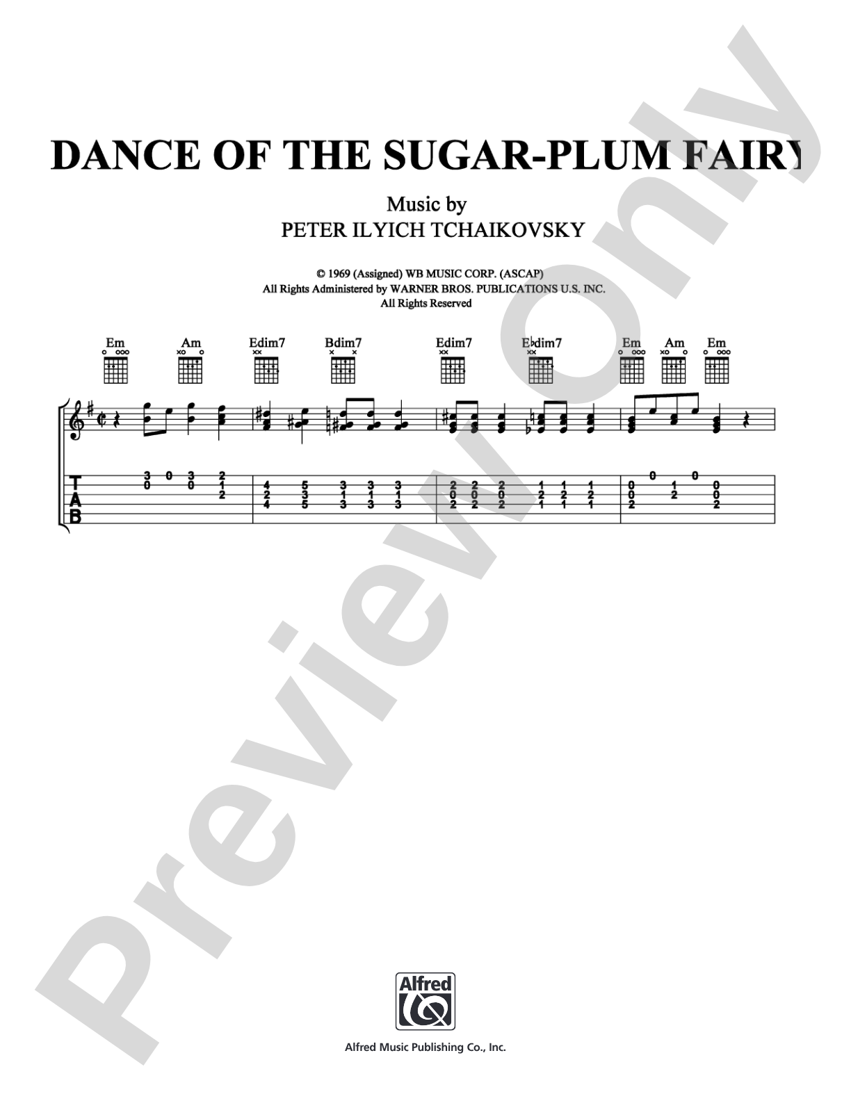Dance of the Sugar-Plum Fairy: Guitar TAB Digital Sheet Music
