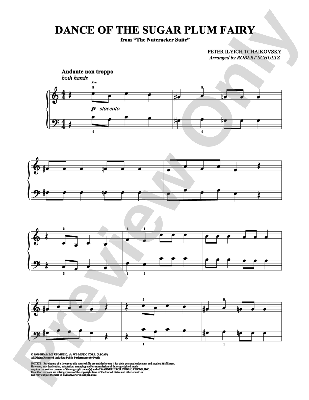 Dance of the Sugar Plum Fairy: Easy Piano Digital Sheet Music
